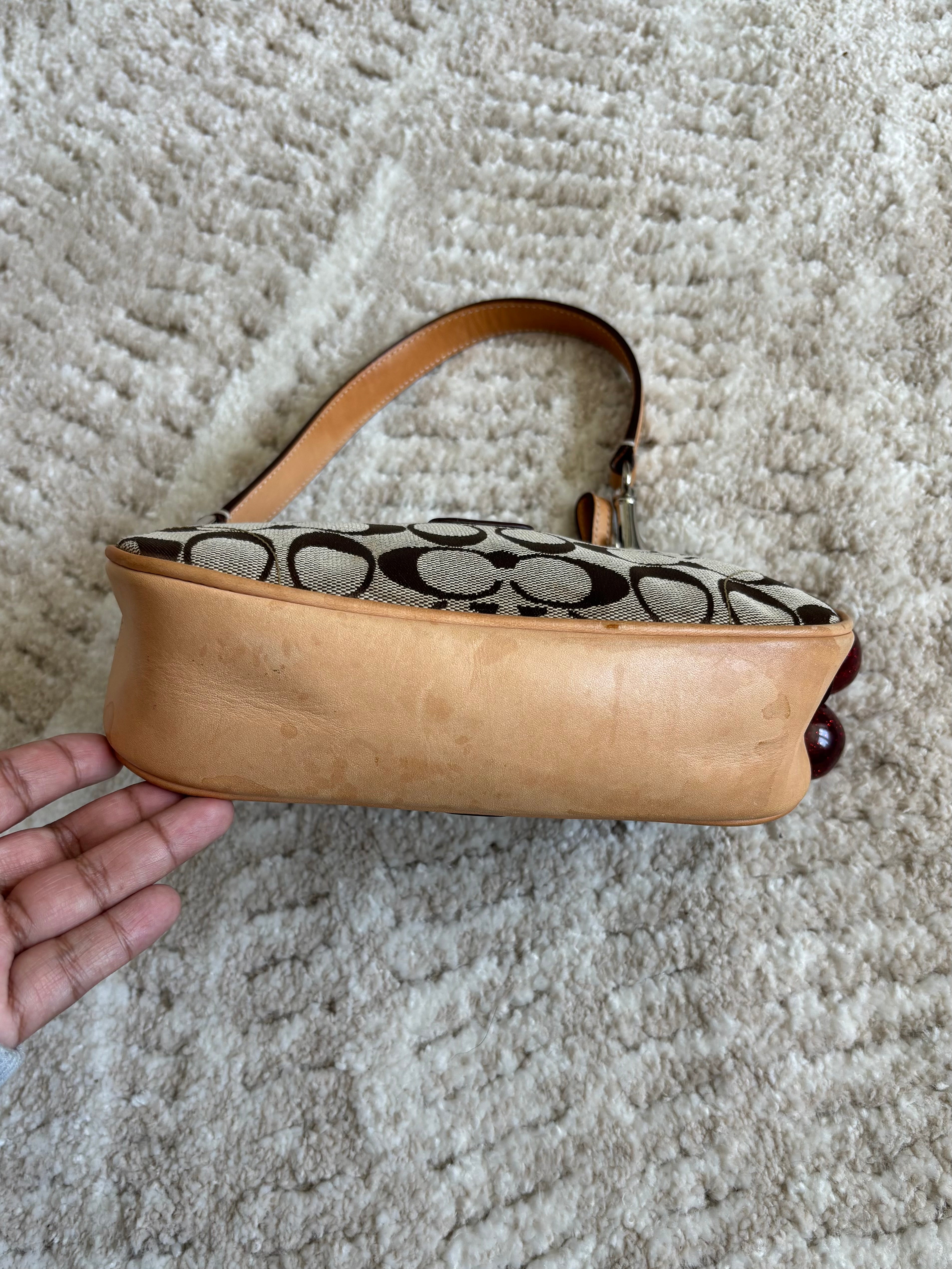 Coach Brown Siganture Demi Buckle Bag