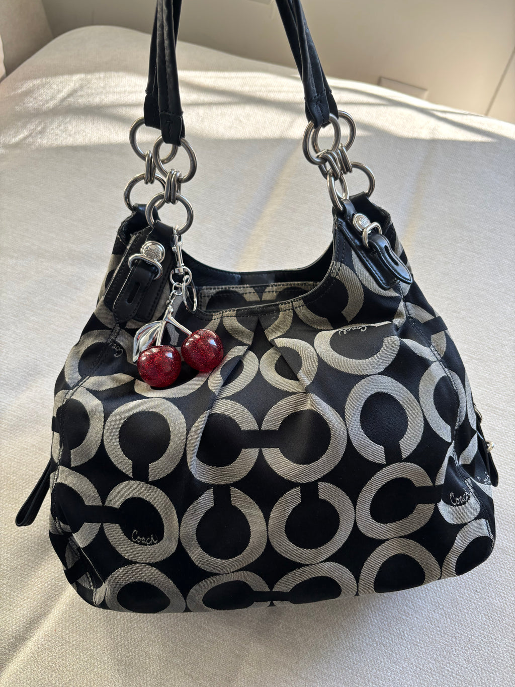 Coach Maggie Black and Grey Shoulder Bag