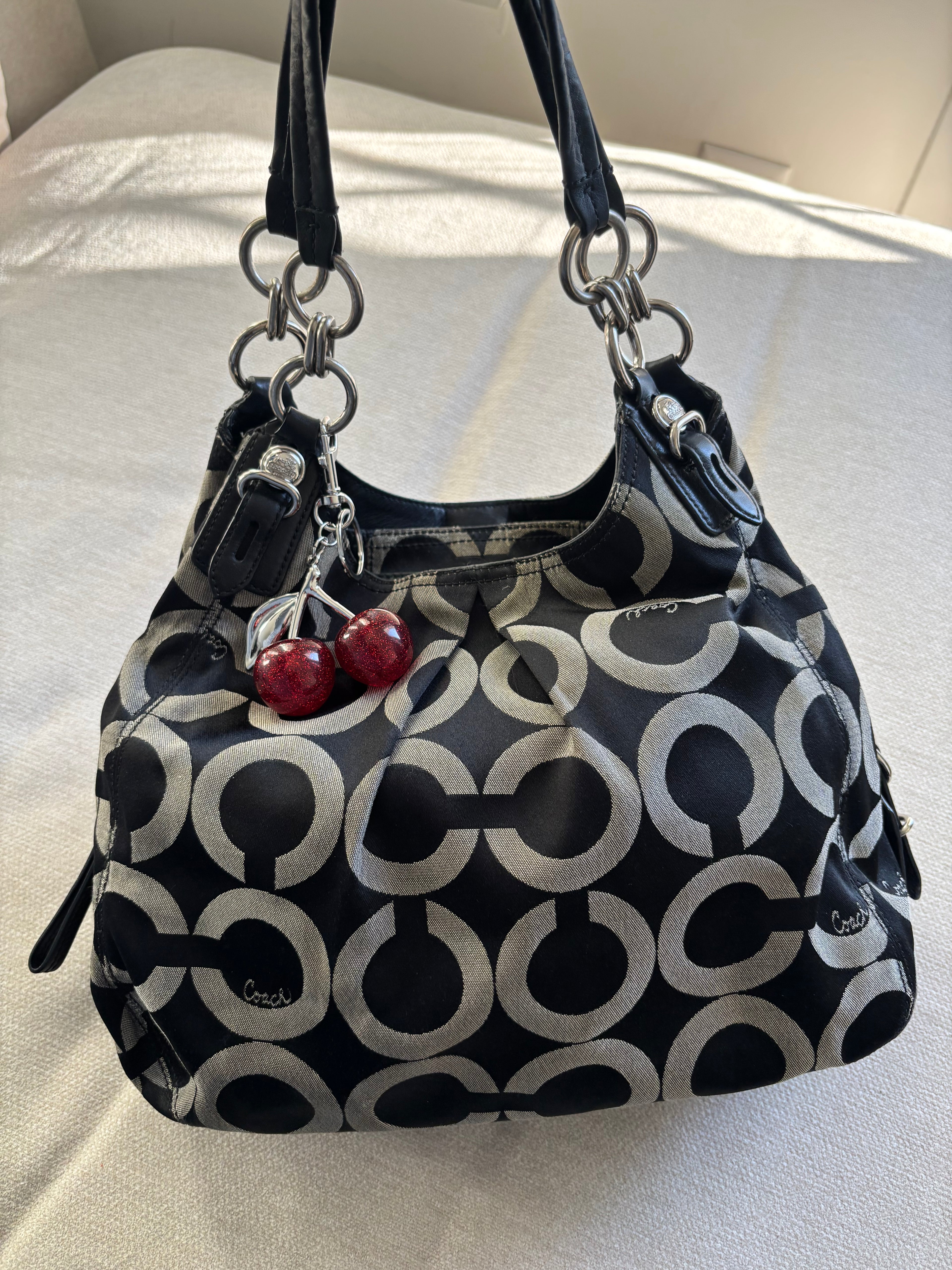Coach Maggie Black and Grey Shoulder Bag