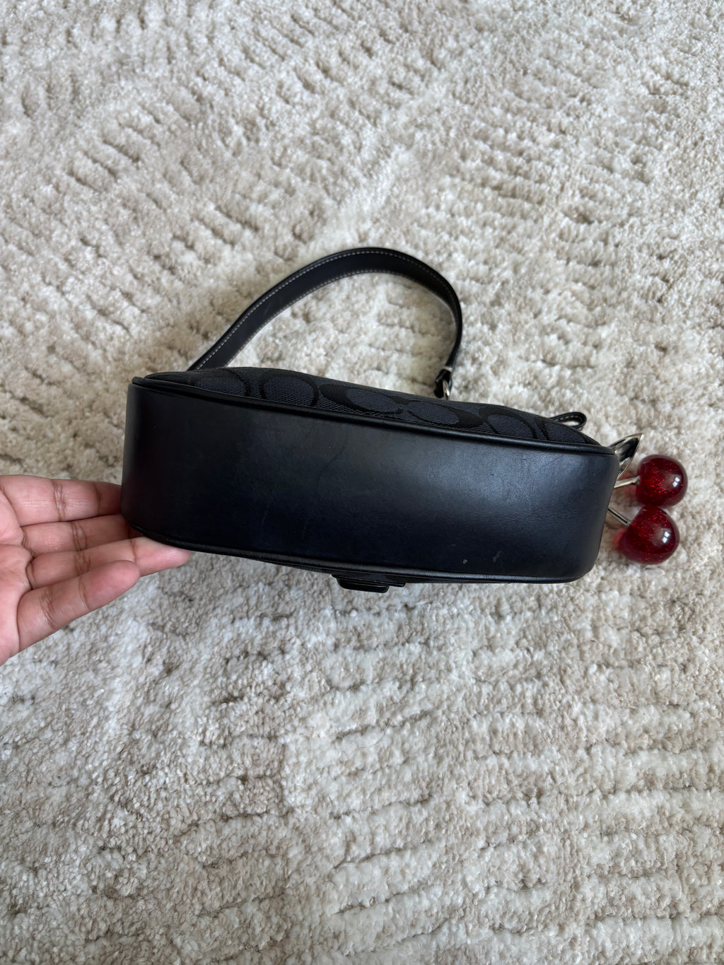 Coach Black Siganture Demi Buckle Bag