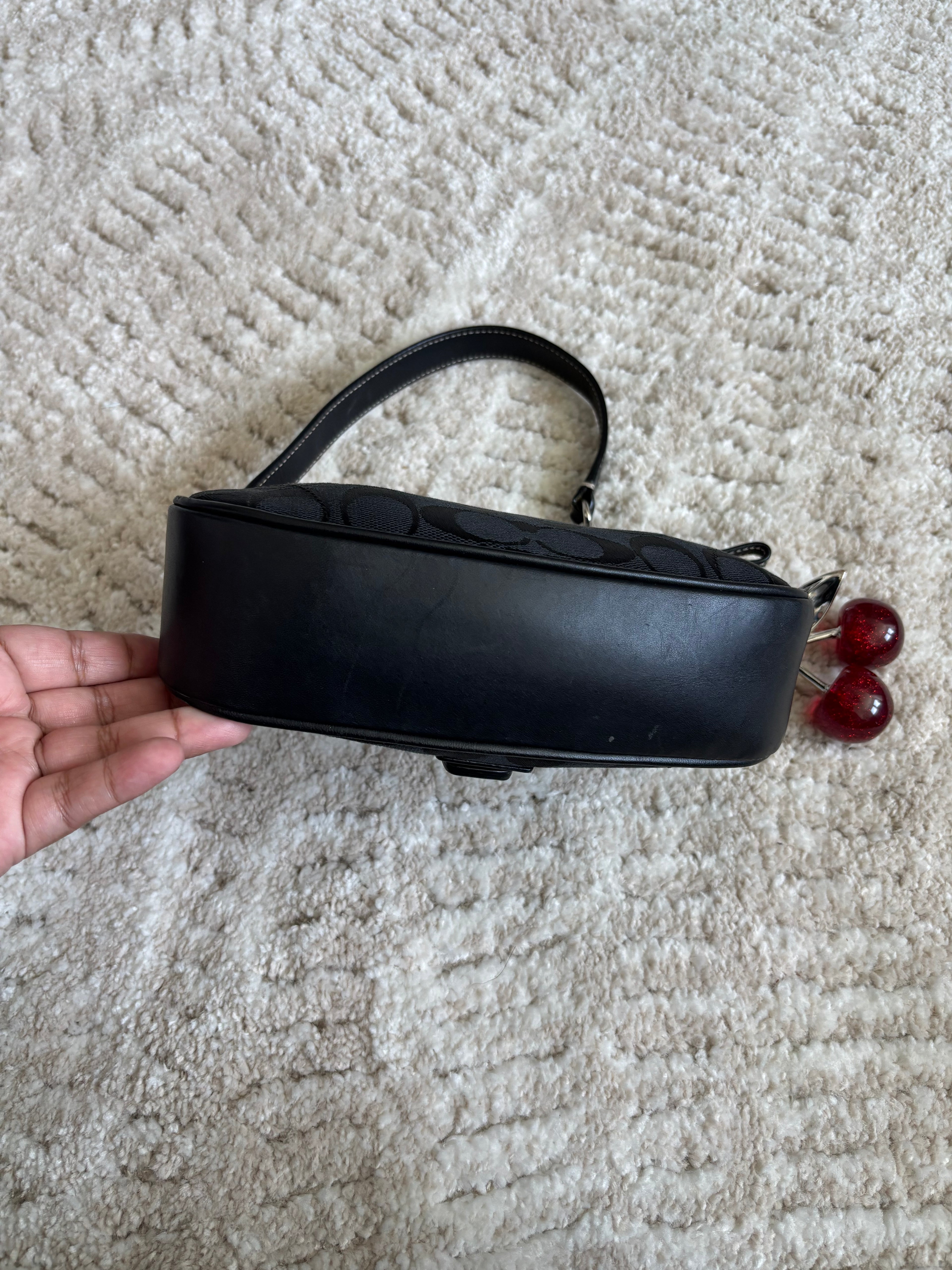 Coach Black Siganture Demi Buckle Bag