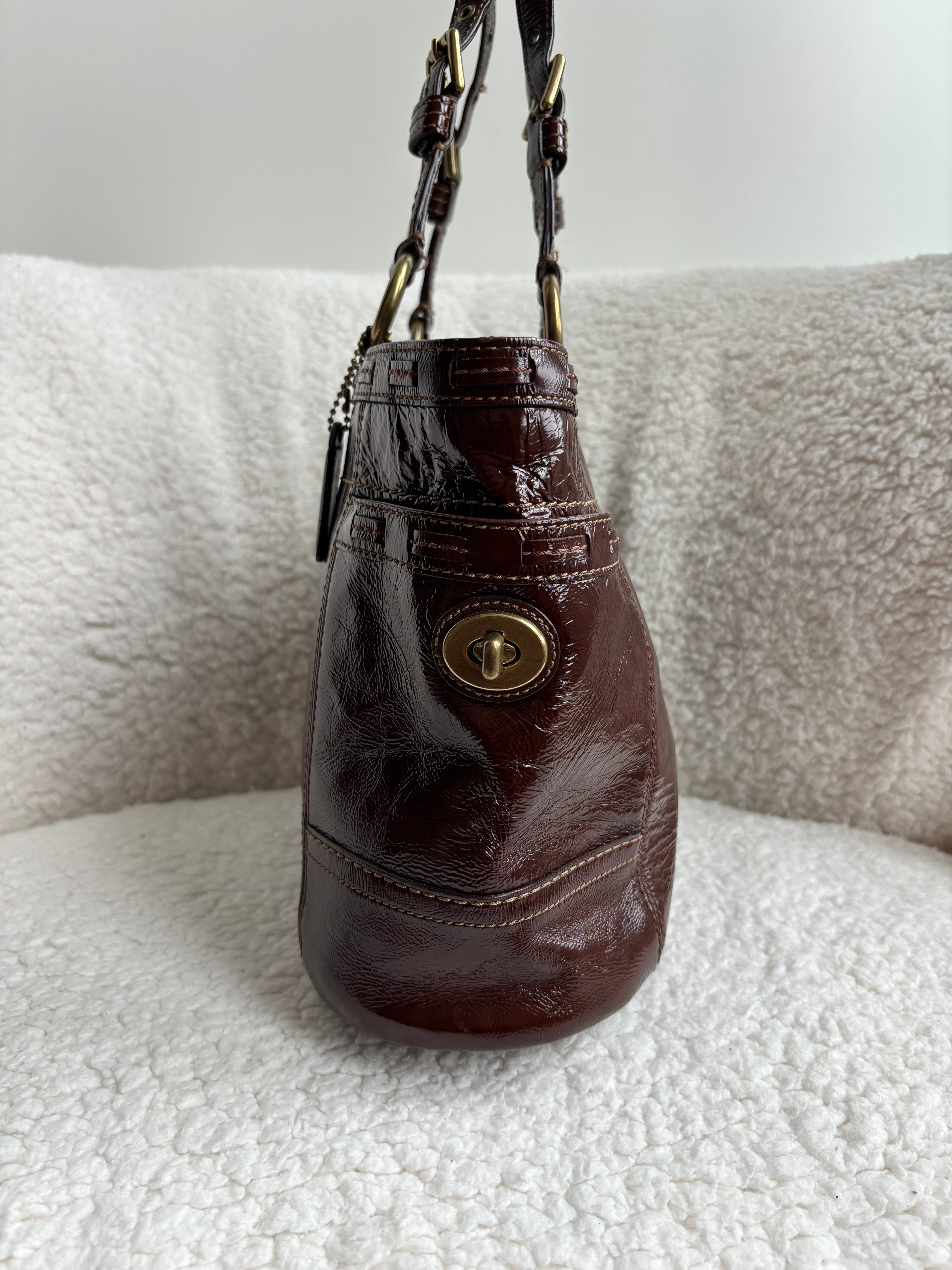Coach Brown Patent Leather Tote