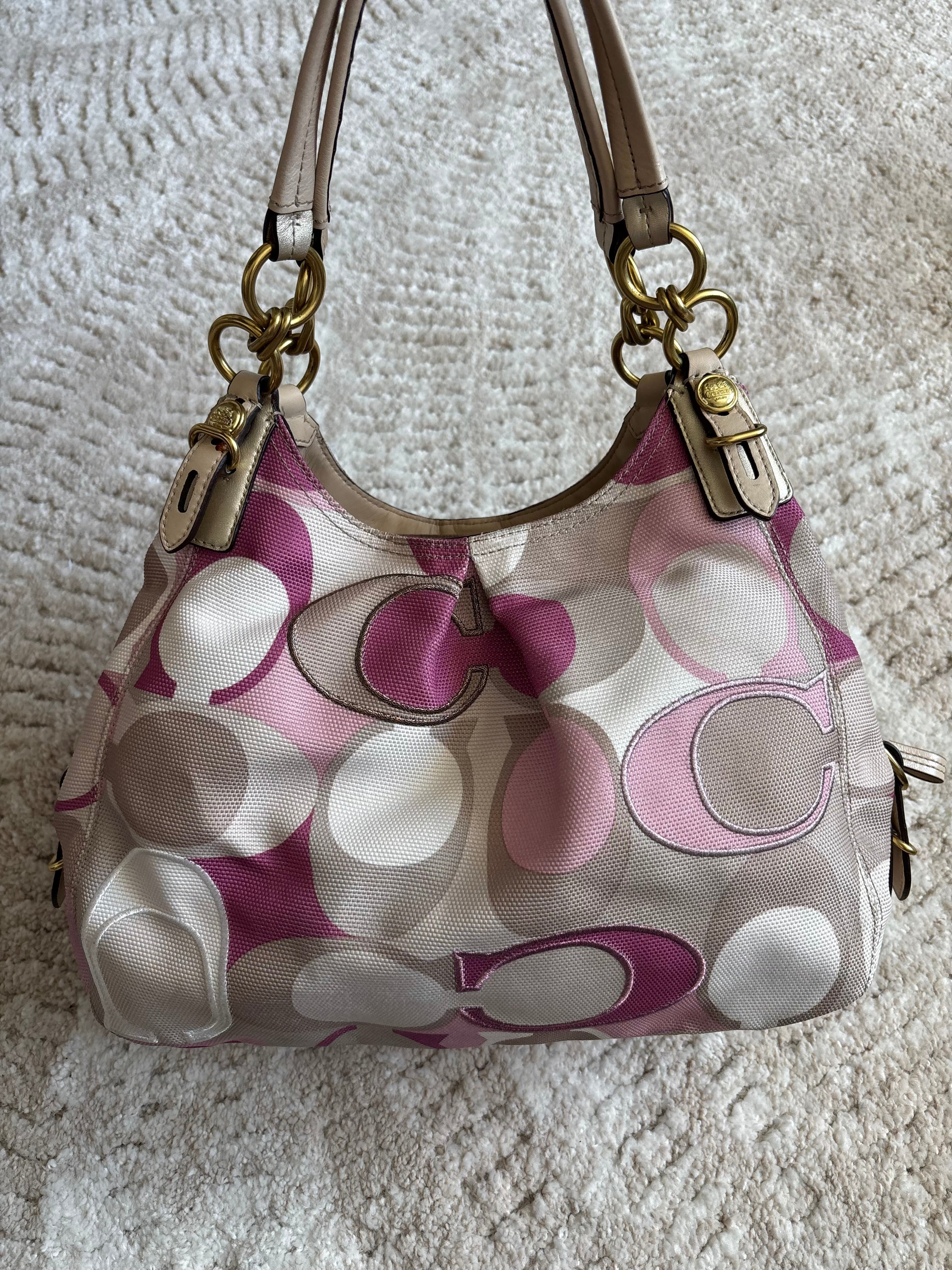 Coach Maggie Pink Canvas Shoulder Bag