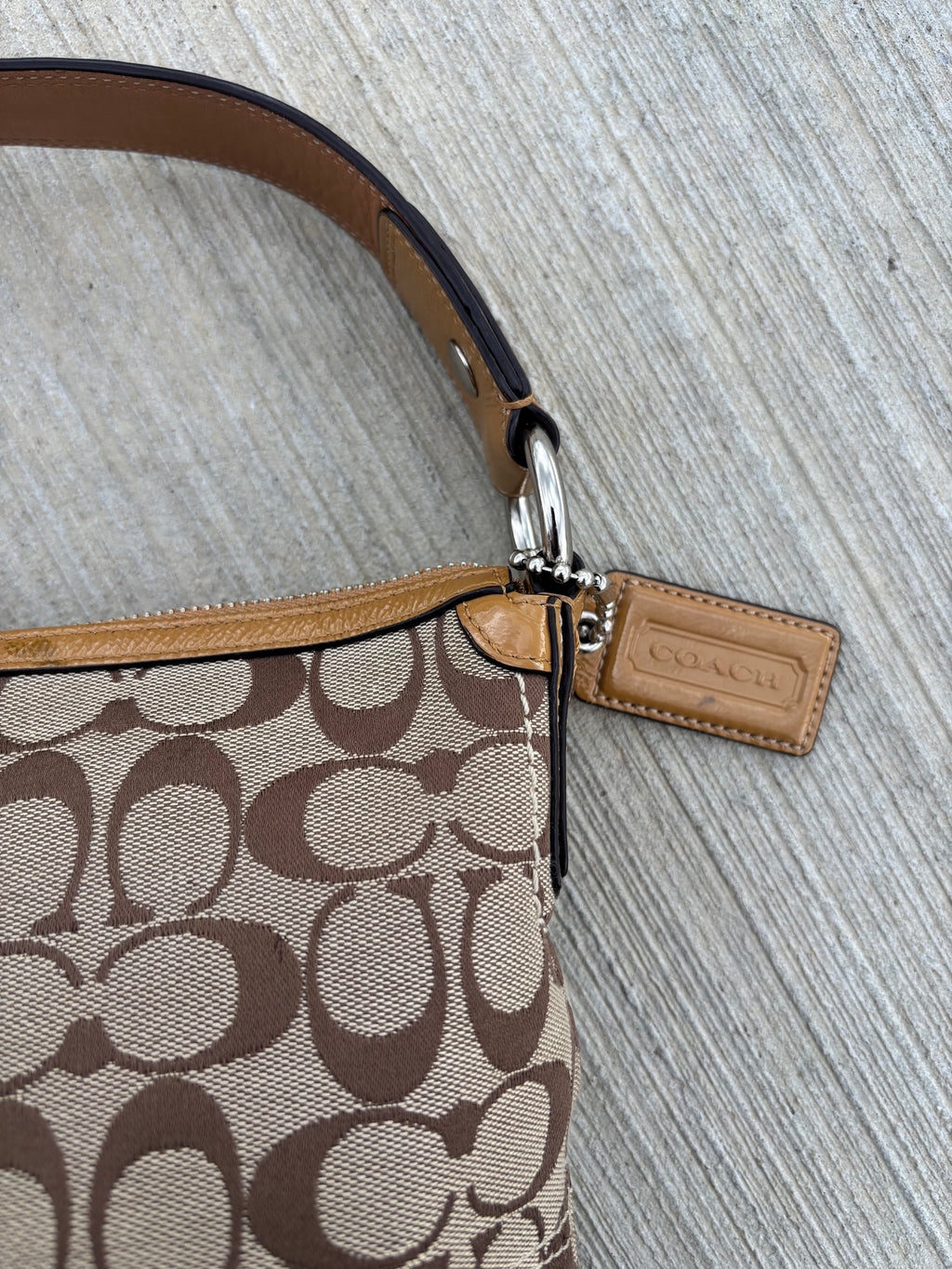 Coach Brown Hobo Signature Jacquard