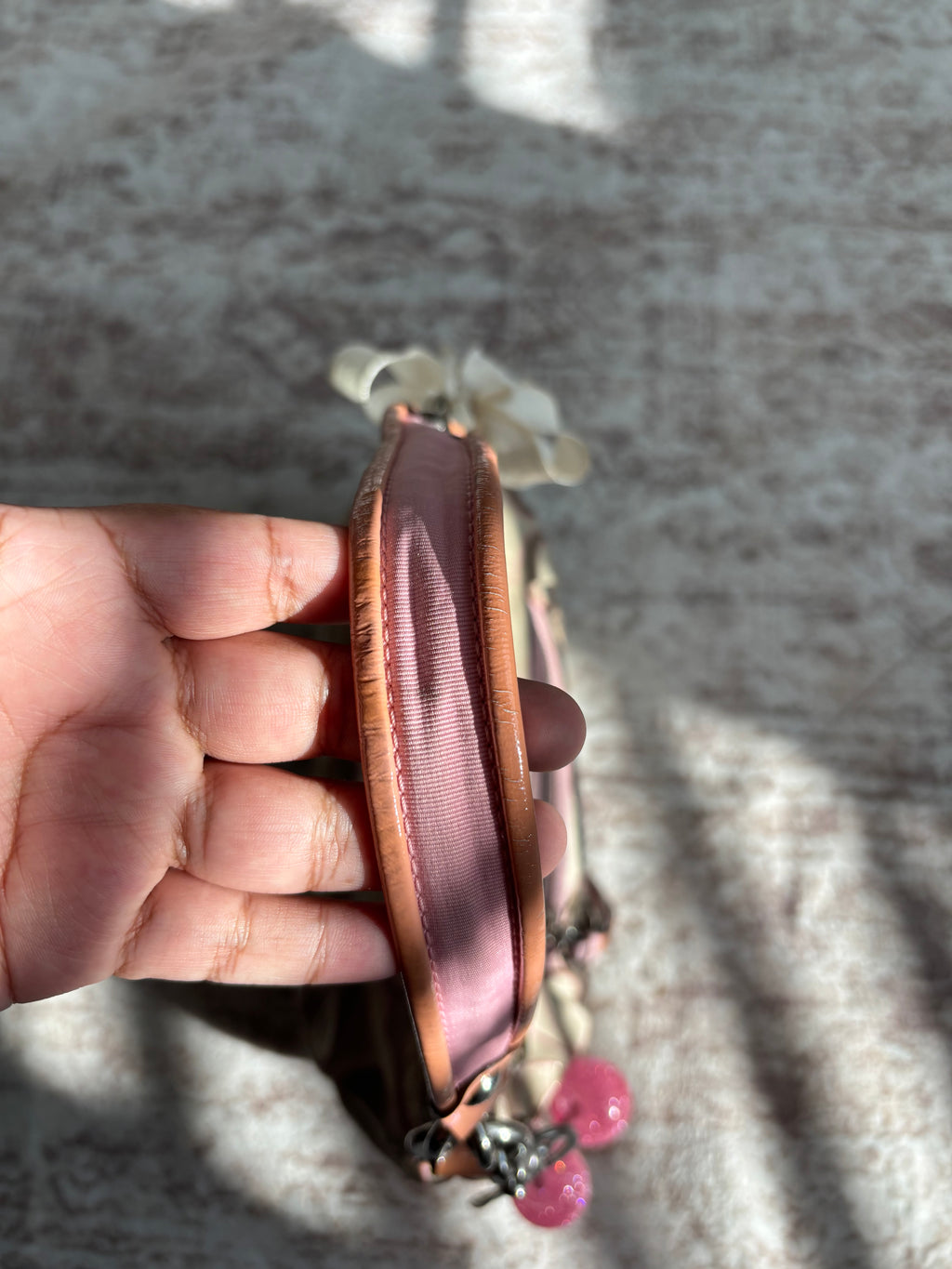 Coach Baby Pink and Brown Poppy Shoulder Bag