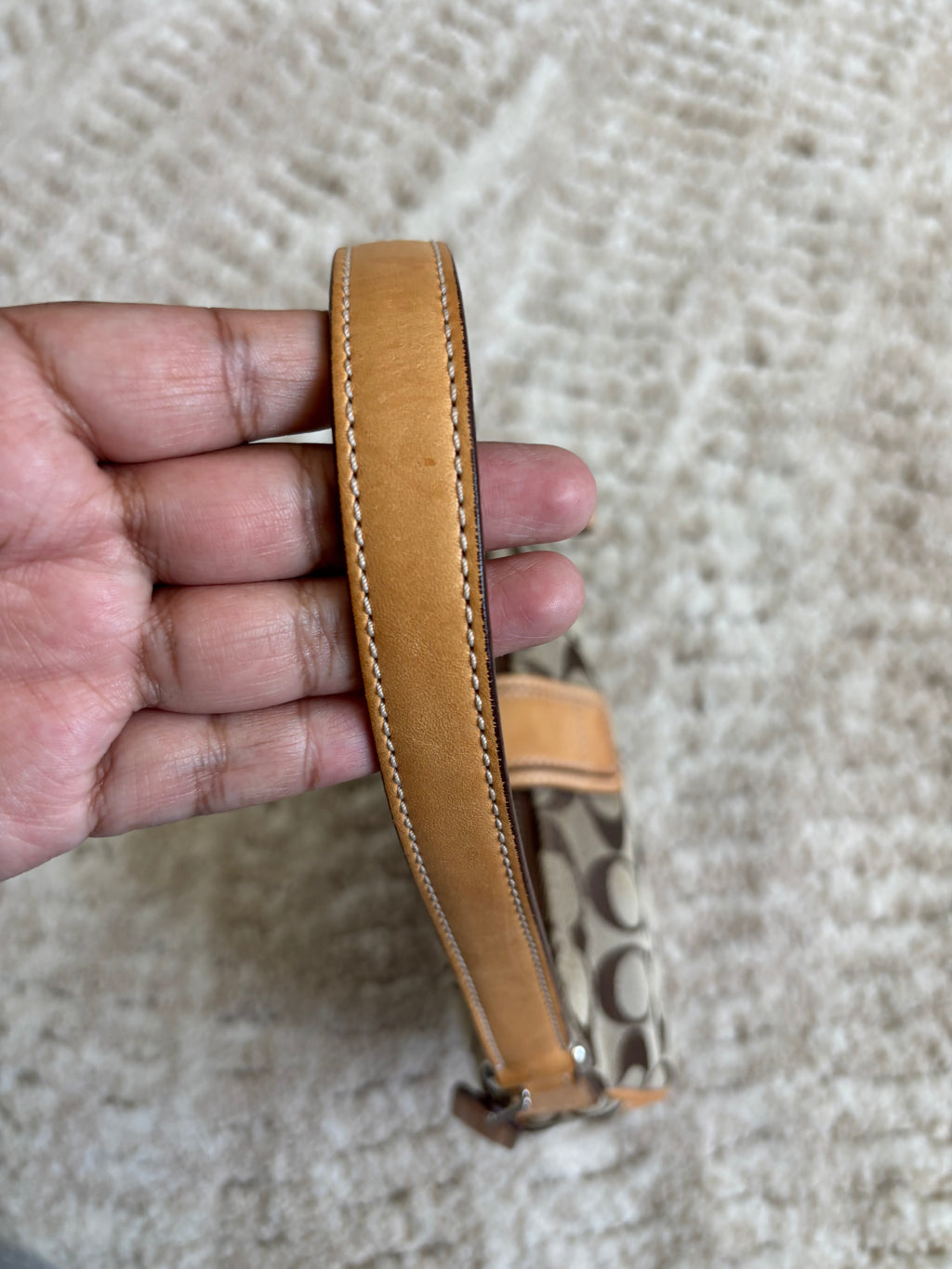 Coach Brown Siganture Demi Buckle Bag