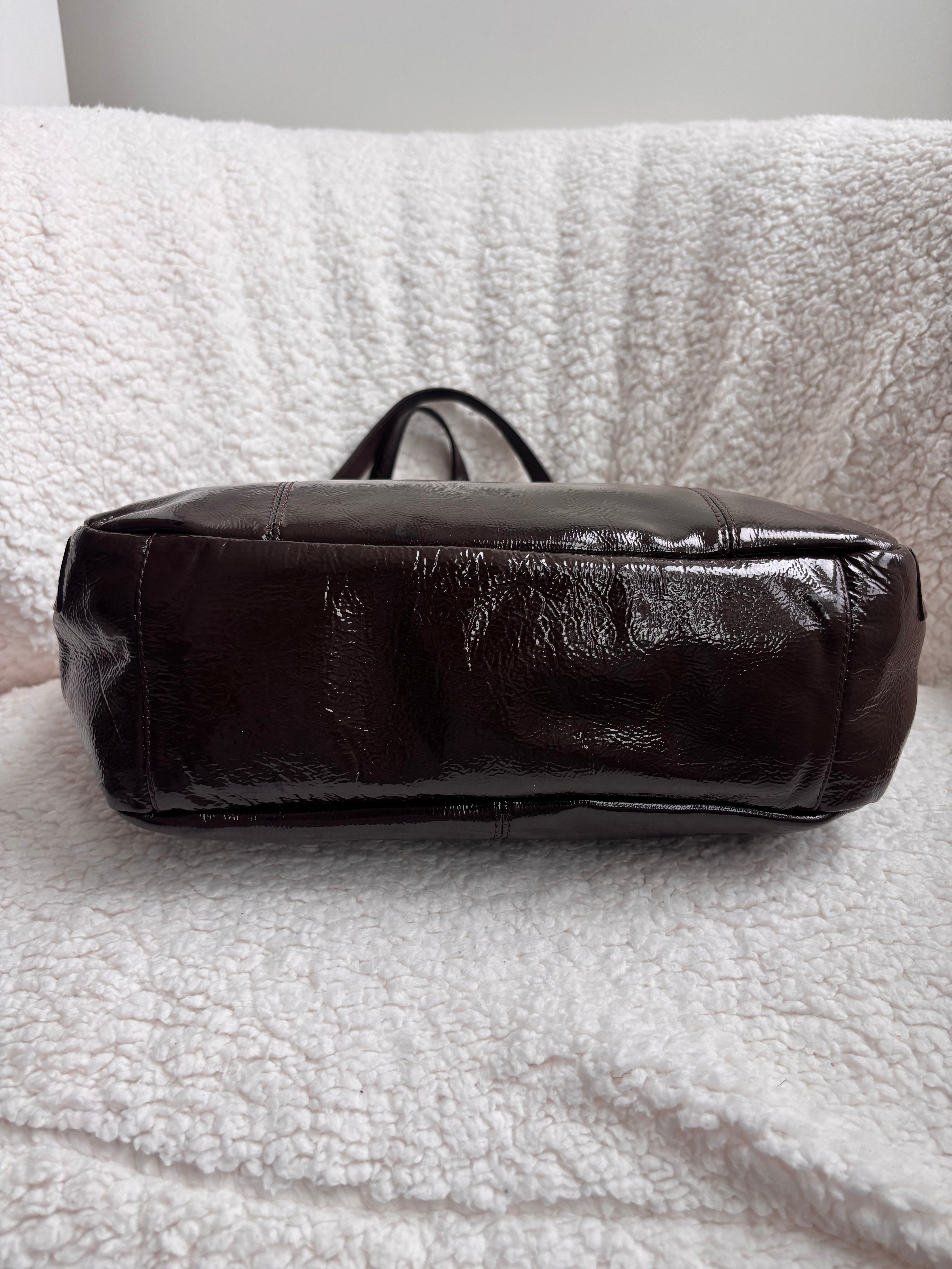 Coach Brown Patent Leather Tote Bag
