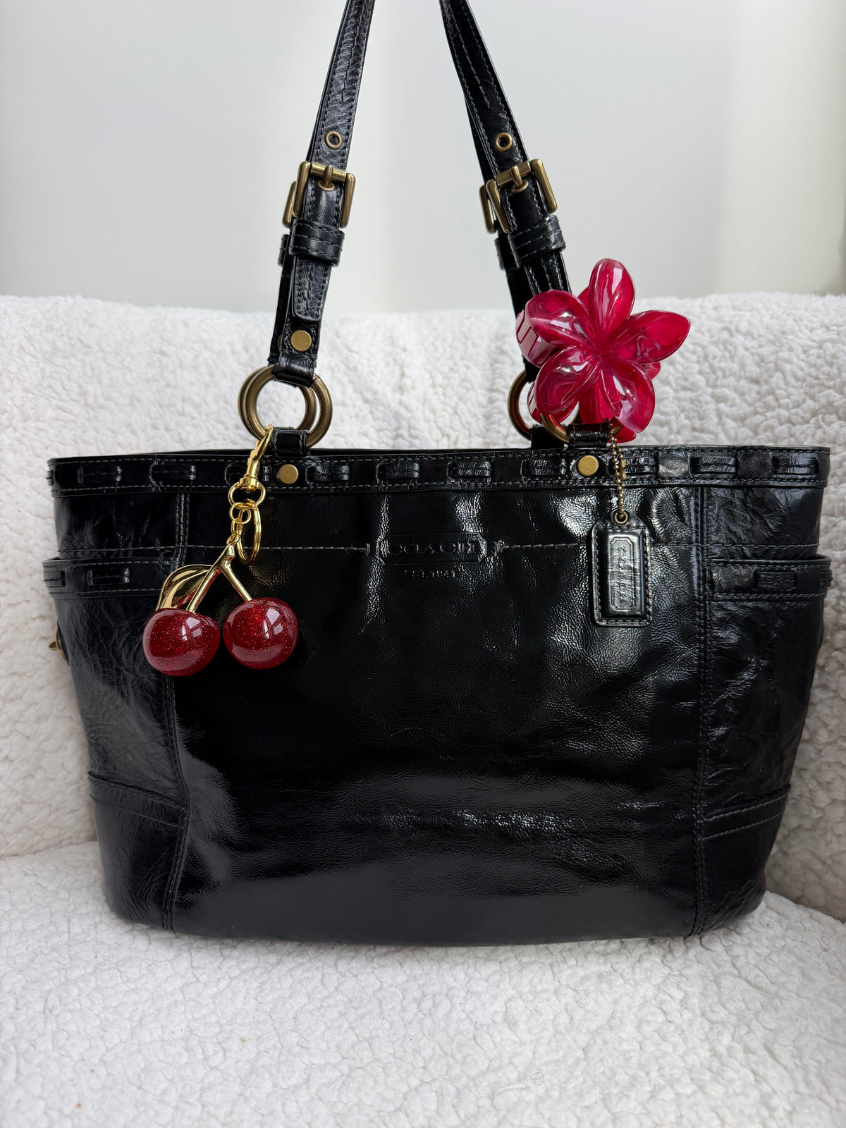 Coach Black Patent Leather Tote