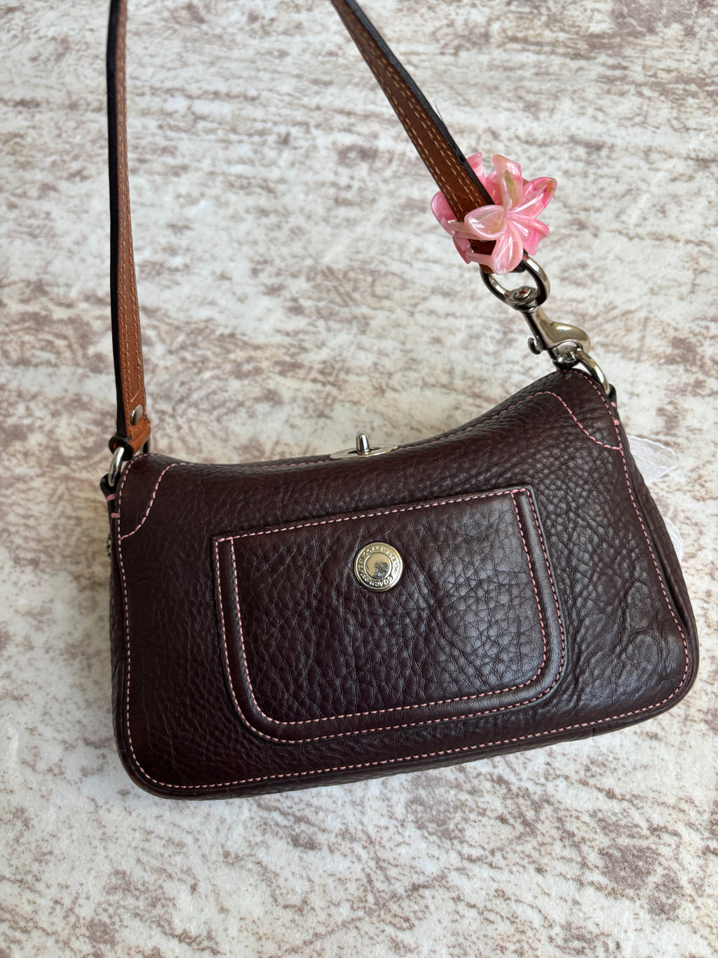 Coach Brown Mini Turnlock Bag
