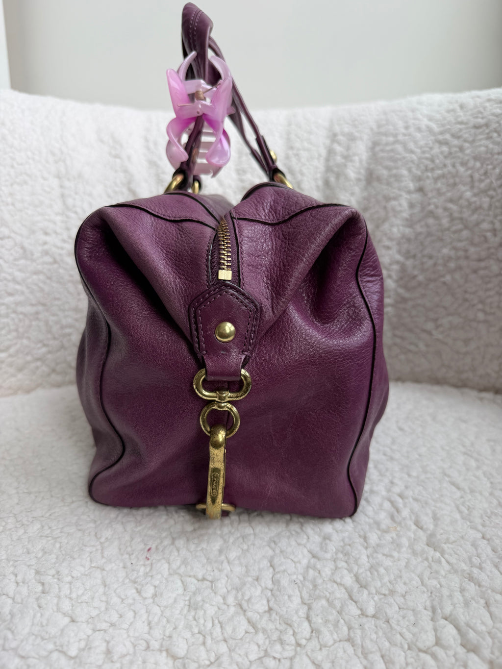 Coach Purple Ashley Leather Satchel