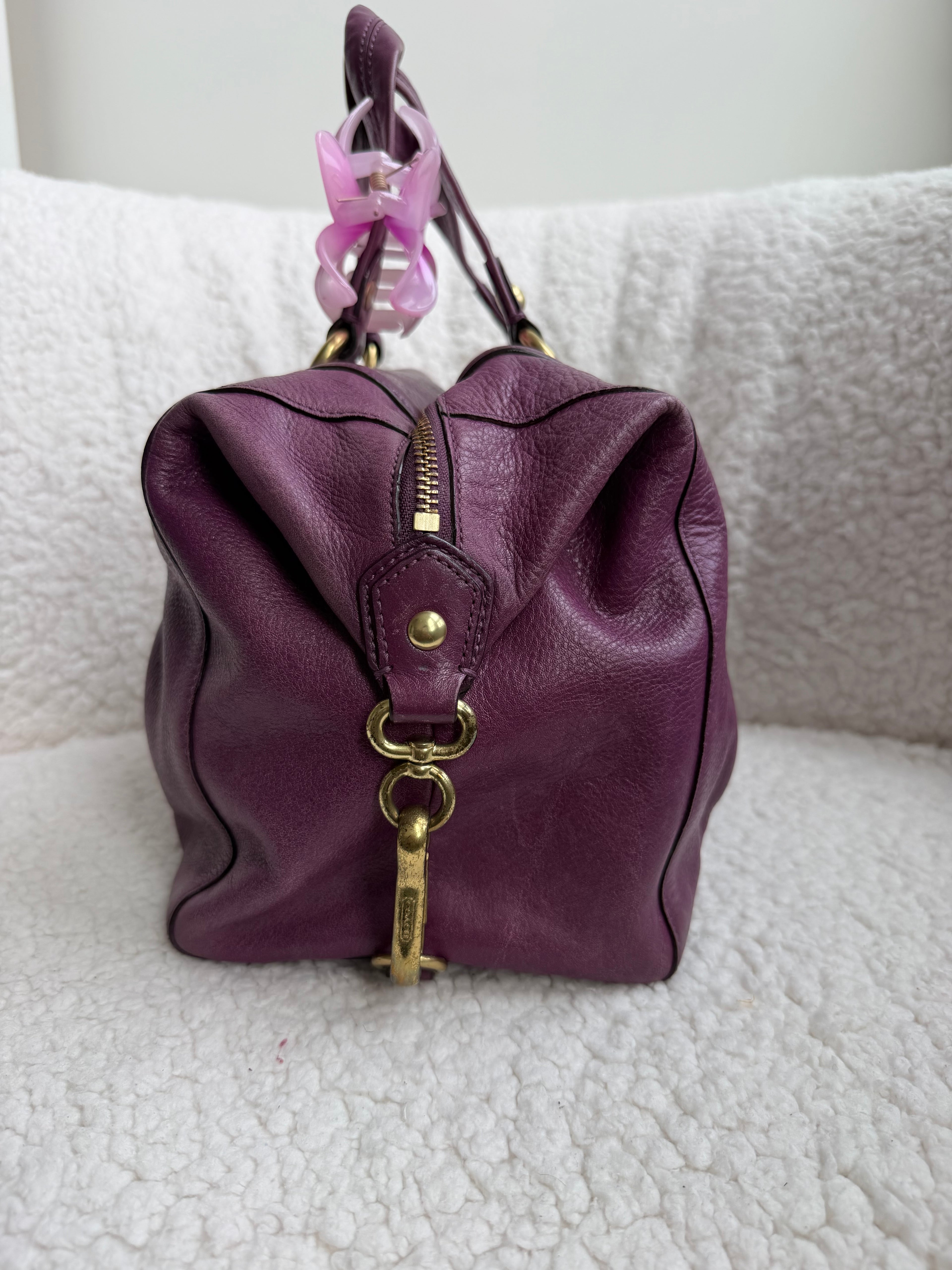 Coach Purple Ashley Leather Satchel
