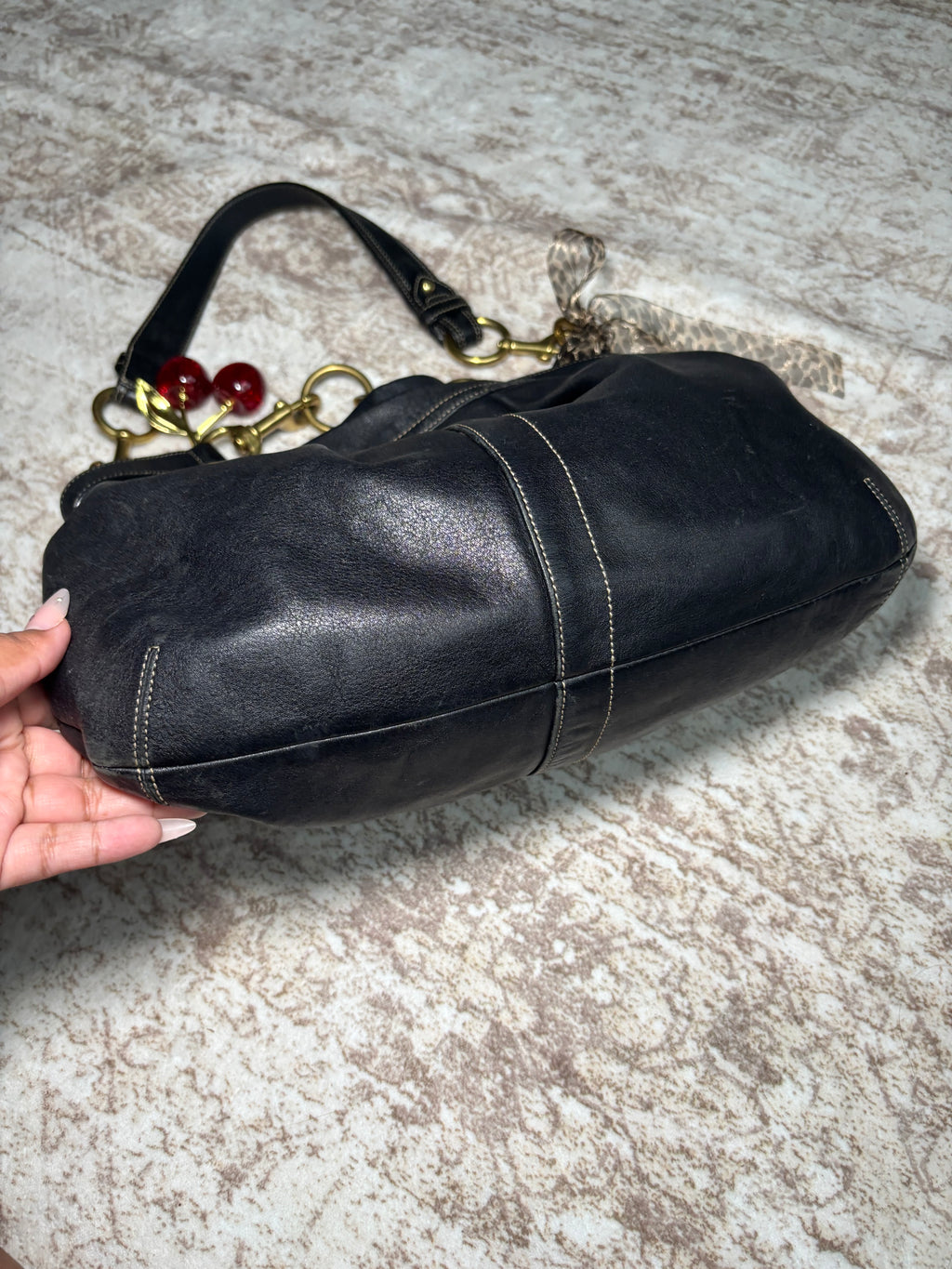 Coach Hamptons Black Belted Shoulder Bag