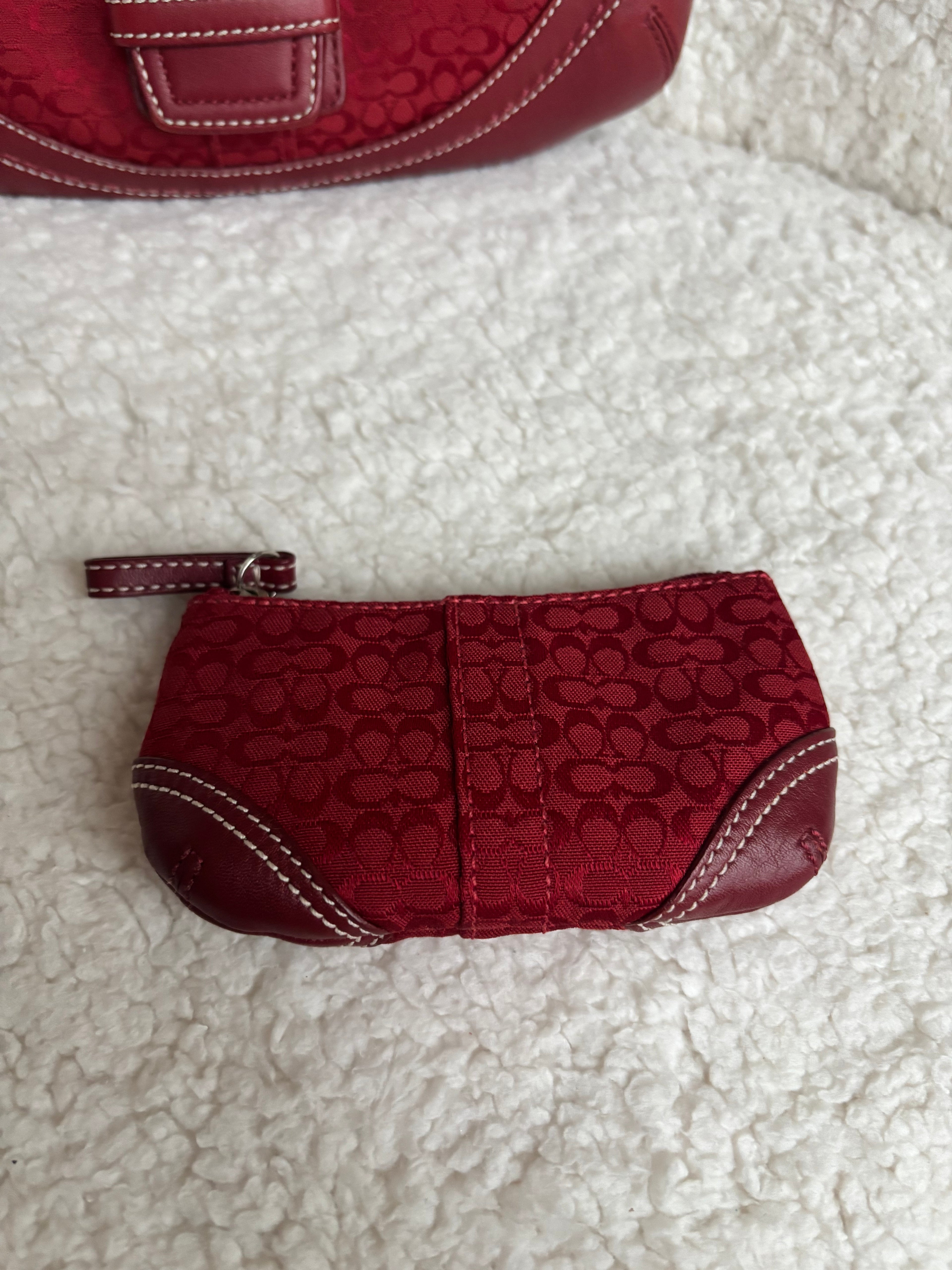 Y2K Coach Mini Soho Red Signature + Matching coin purse