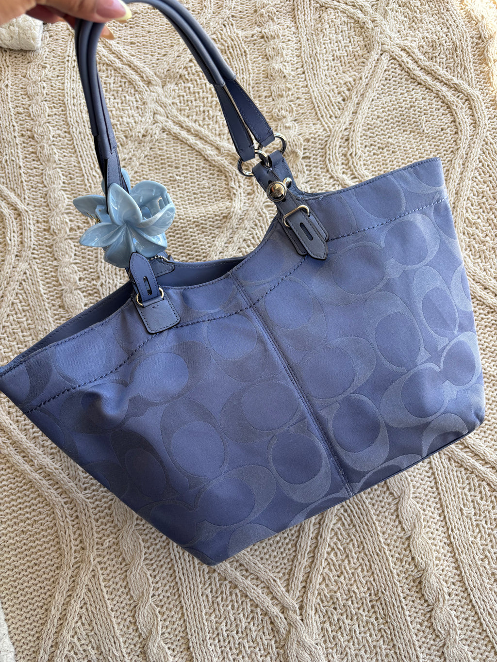 Y2K Coach Signature Blue Tote Bag