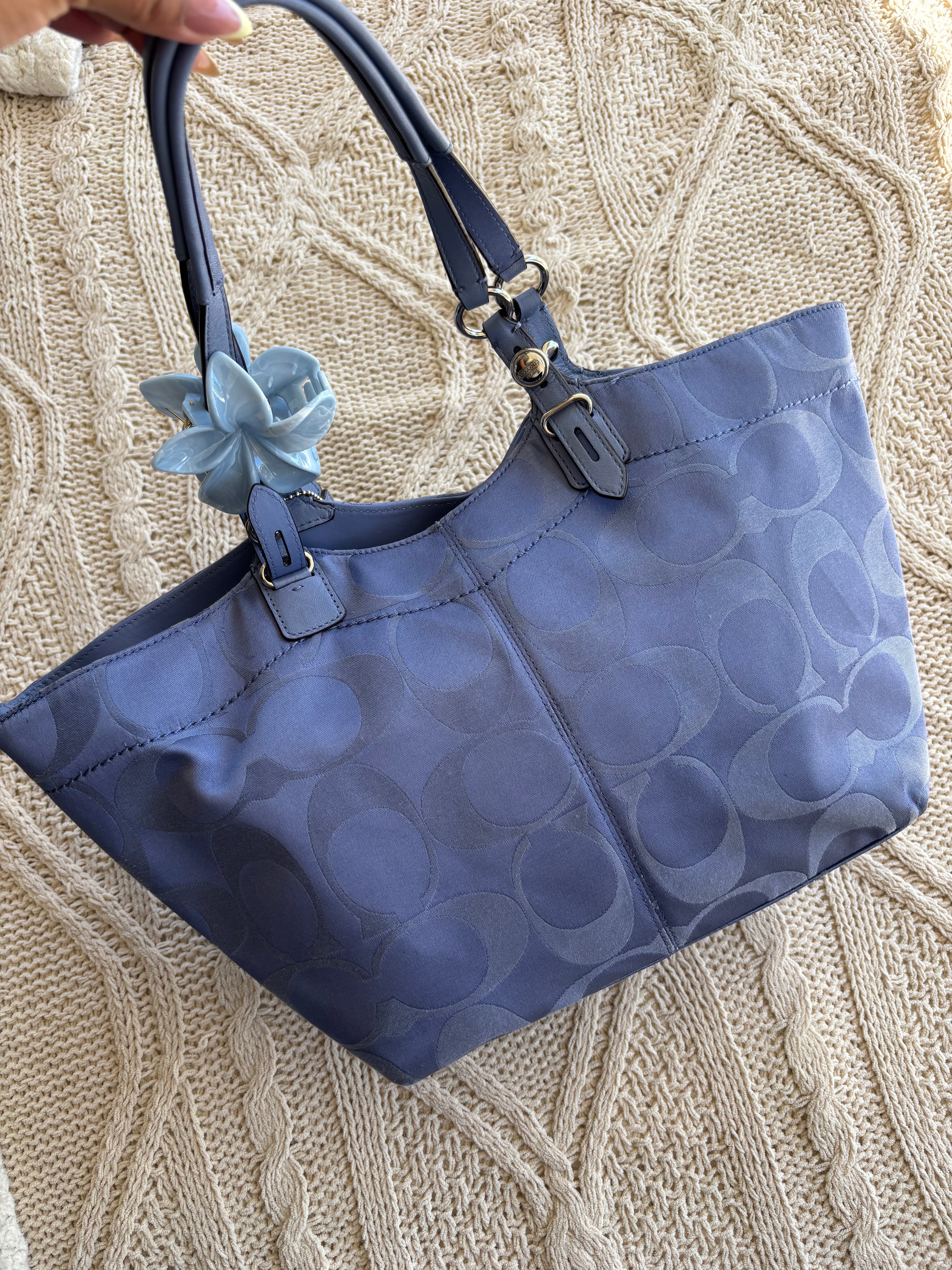 Y2K Coach Signature Blue Tote Bag