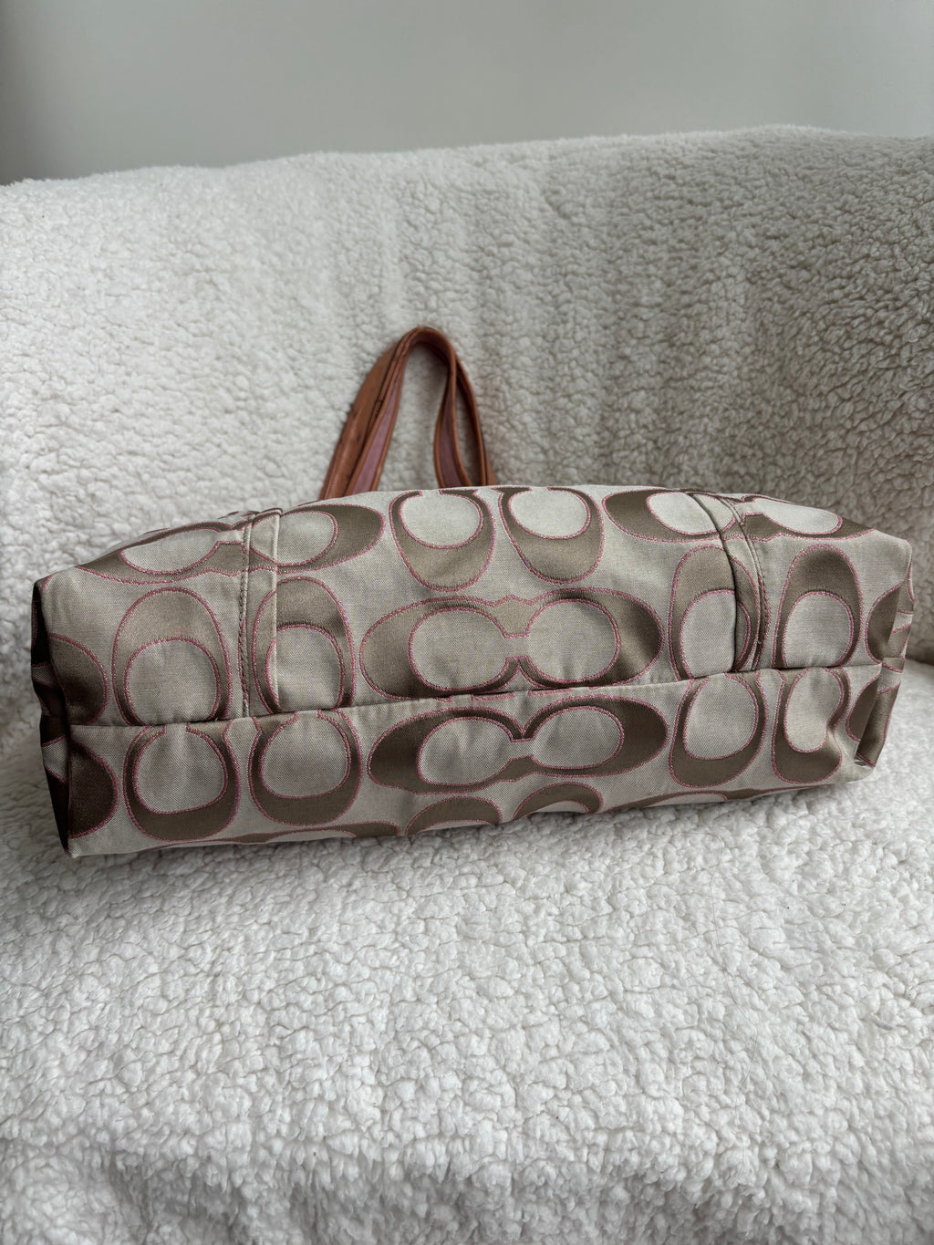 Coach Baby Pink and Brown Poppy Shoulder Bag