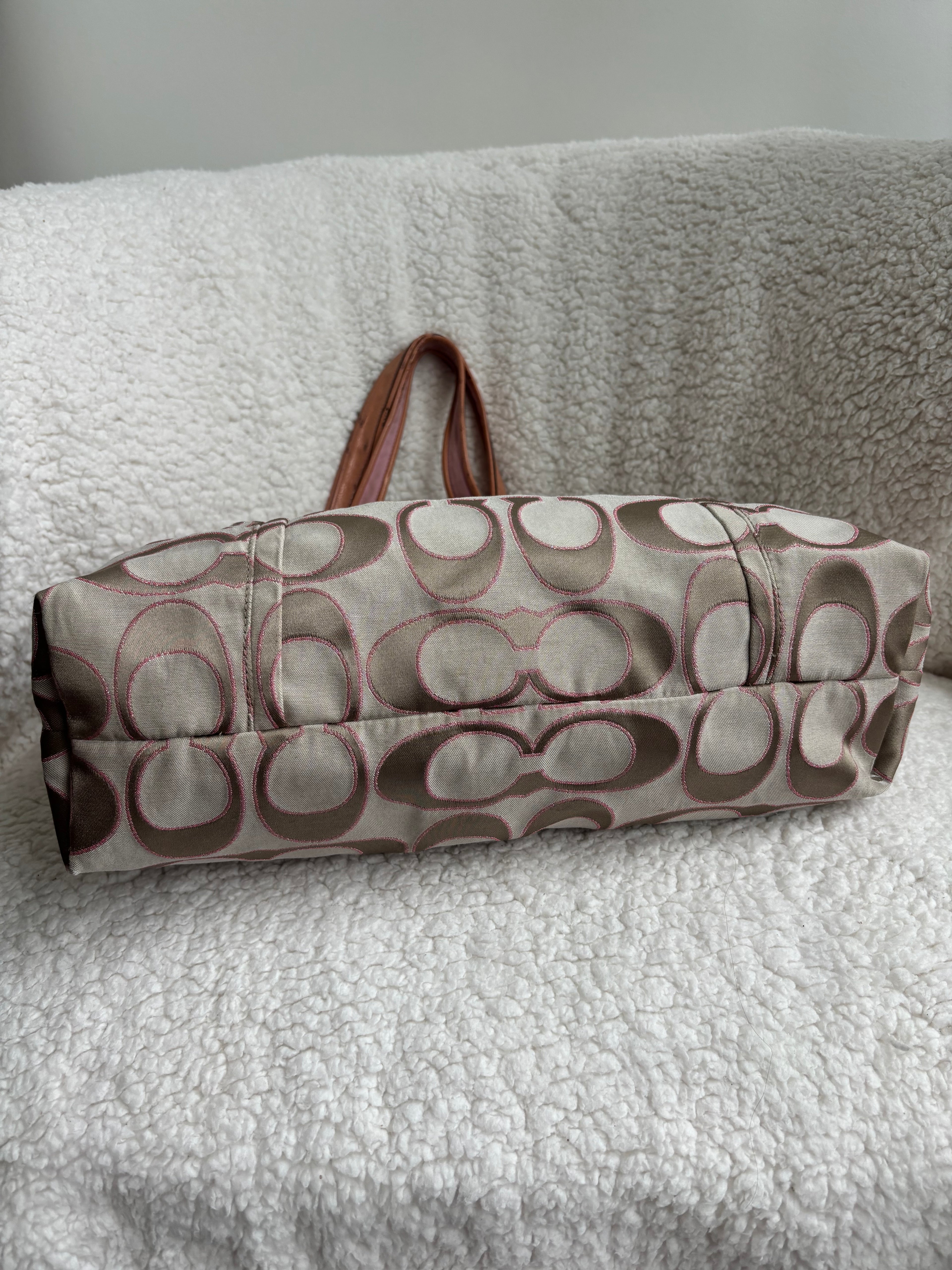 Coach Baby Pink and Brown Poppy Shoulder Bag