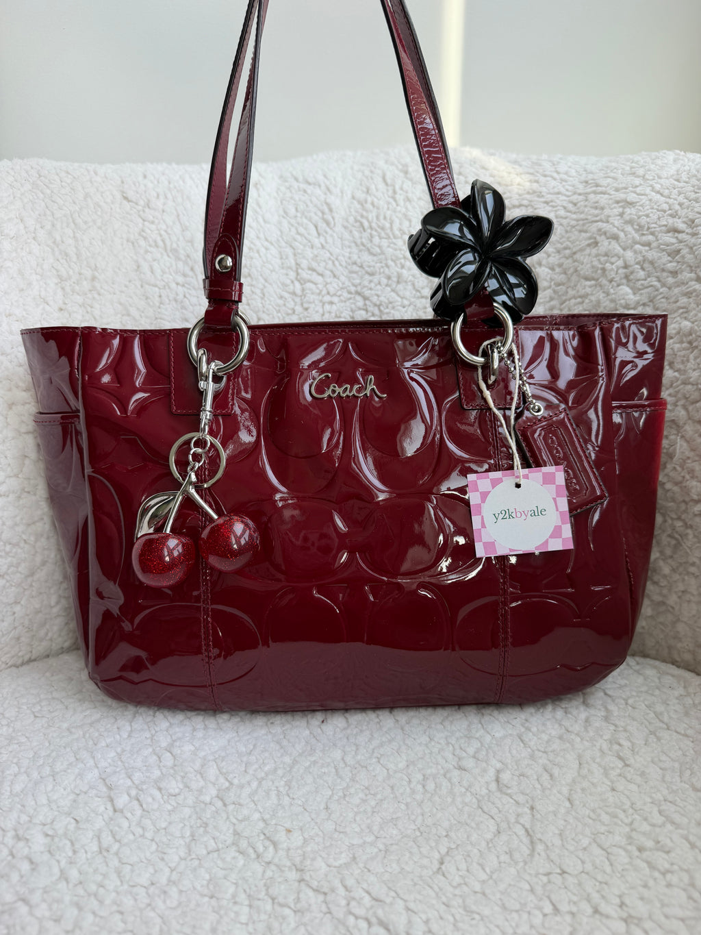 Coach Red Patent Leather Tote Bag