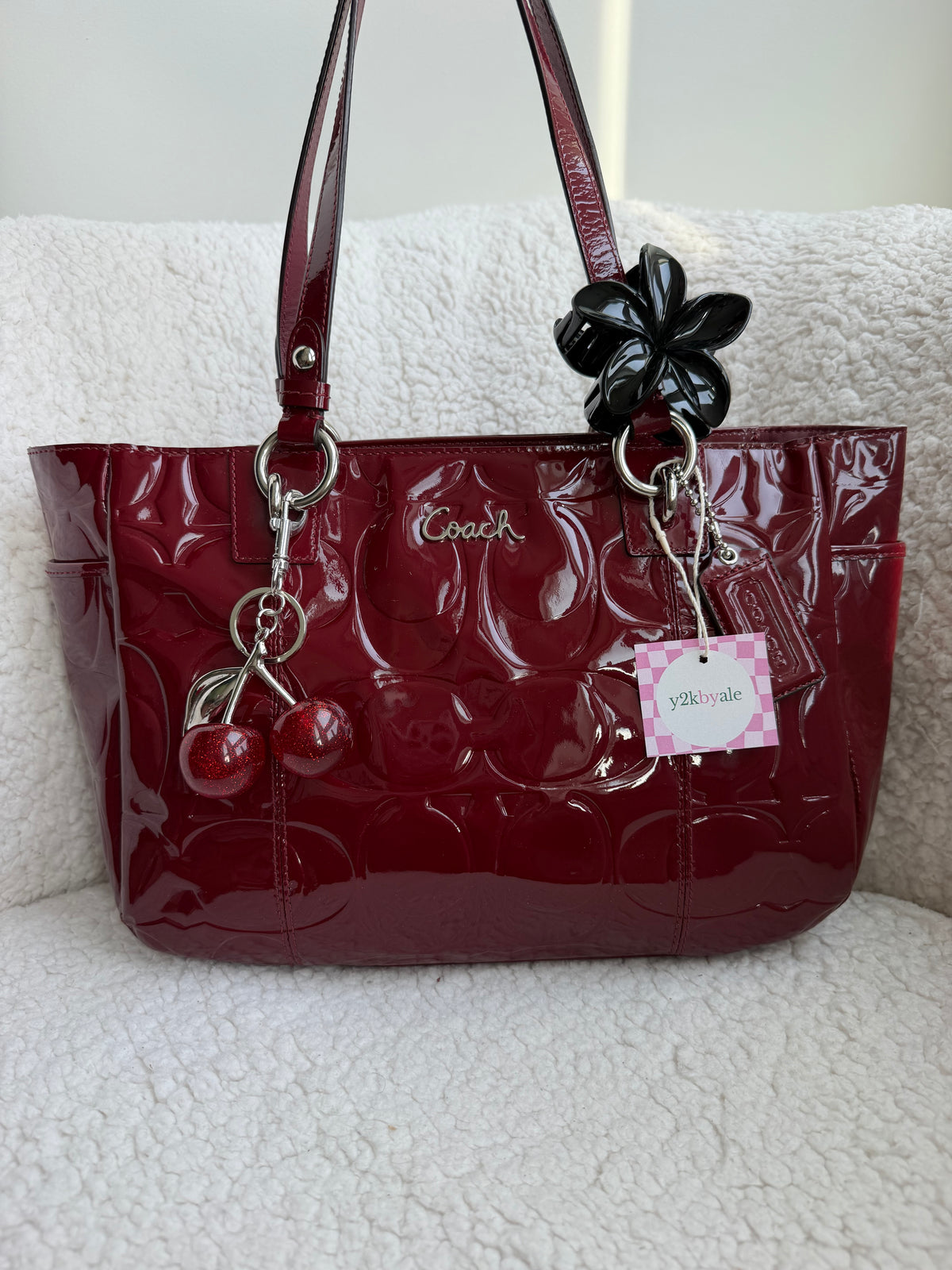 Coach Red Patent Leather Tote Bag