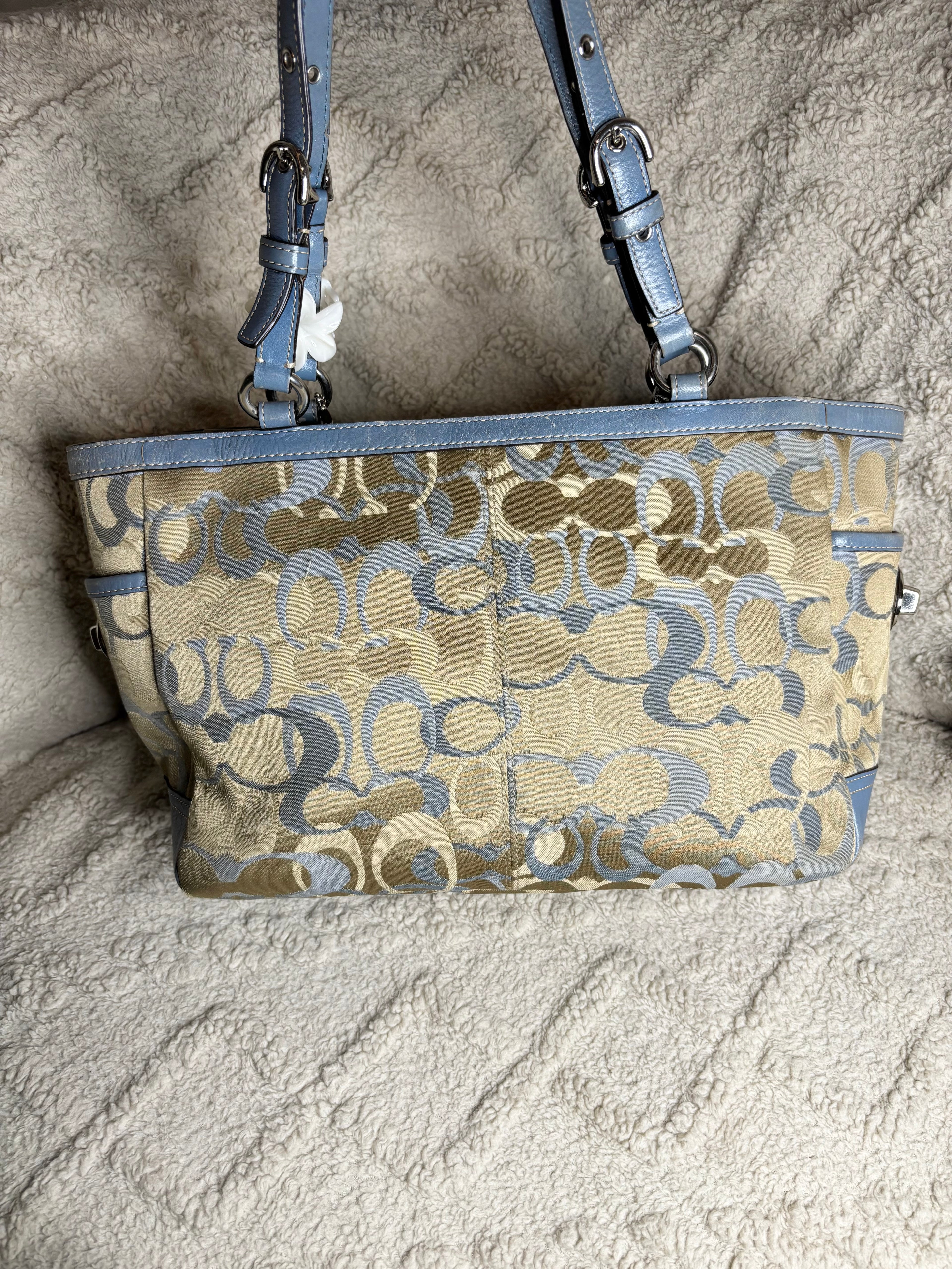 Y2K Coach Signature Blue Tote Bag