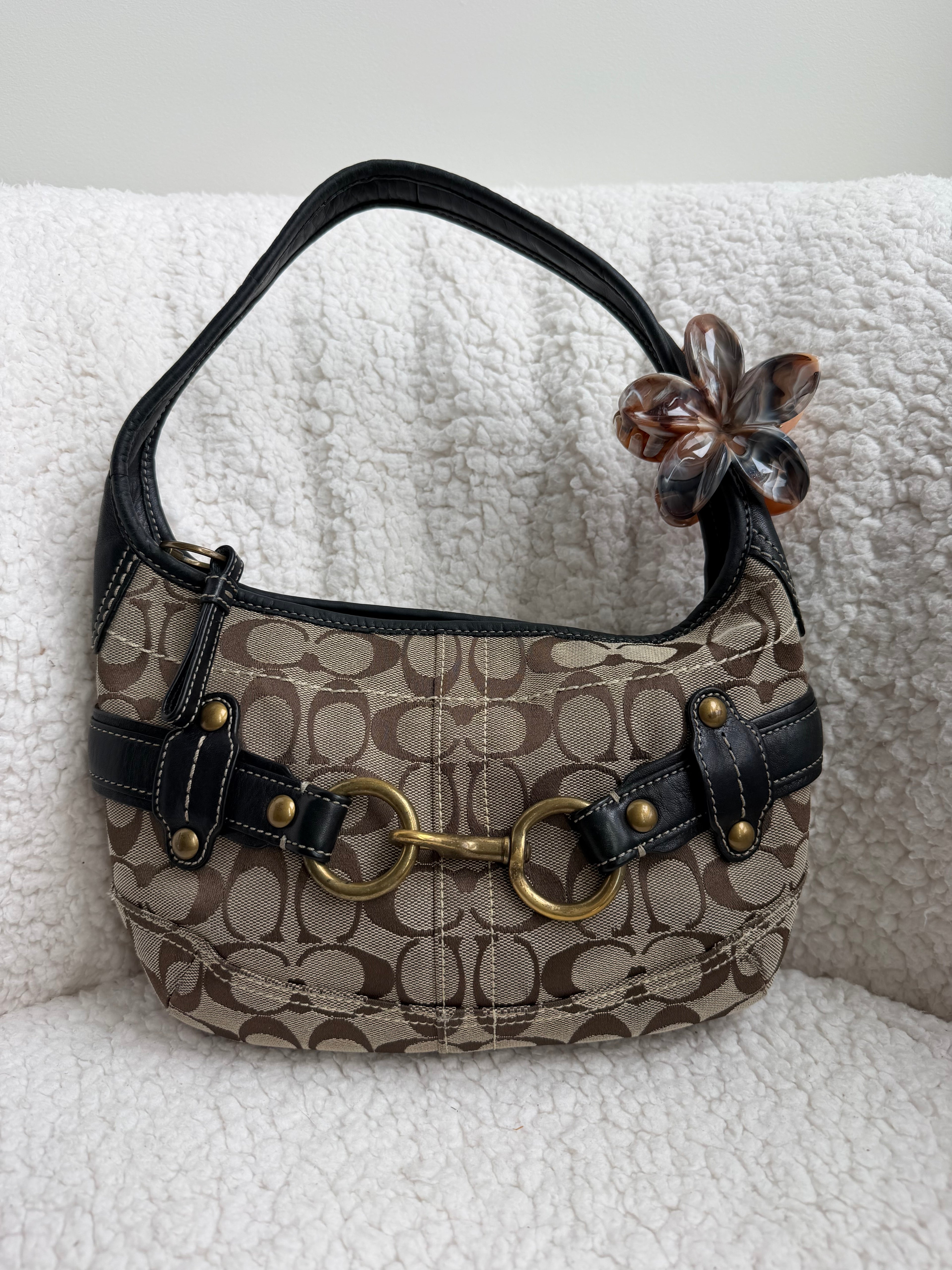 Coach Brown Signature Belted Ergo Small