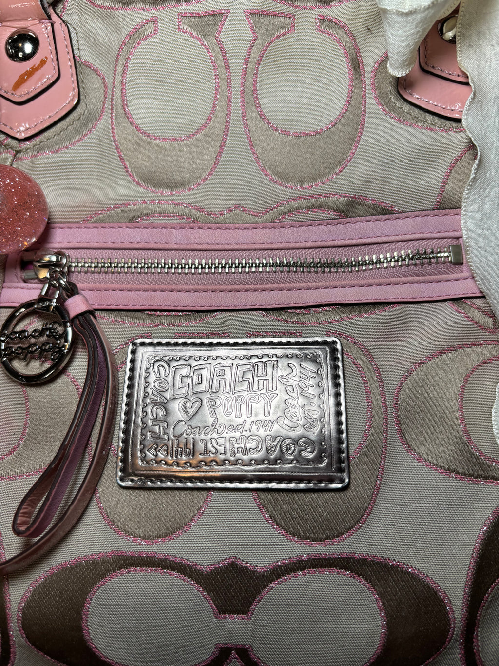 Coach Baby Pink and Brown Poppy Shoulder Bag