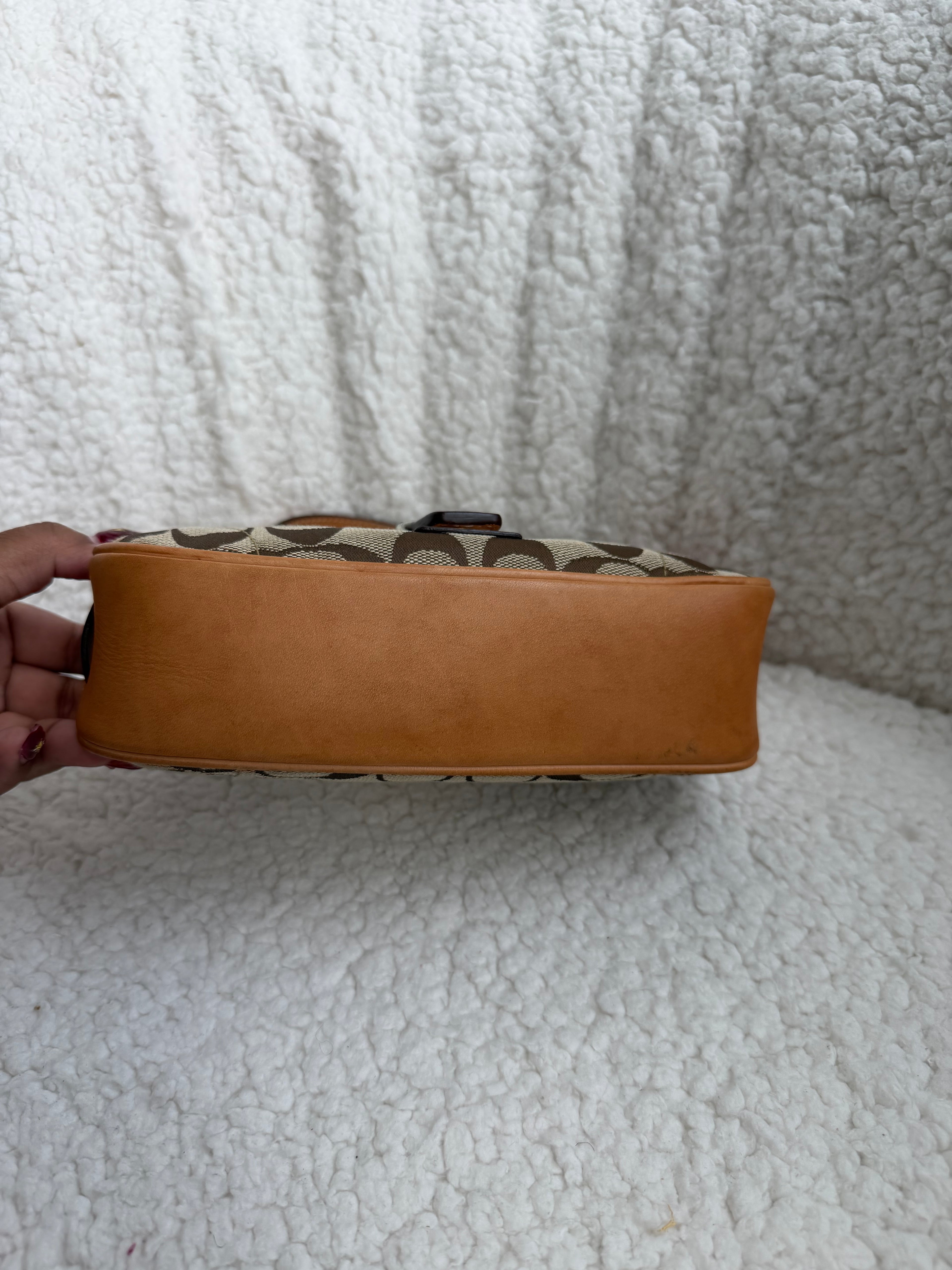 Coach Brown Signature Demi Buckle Bag