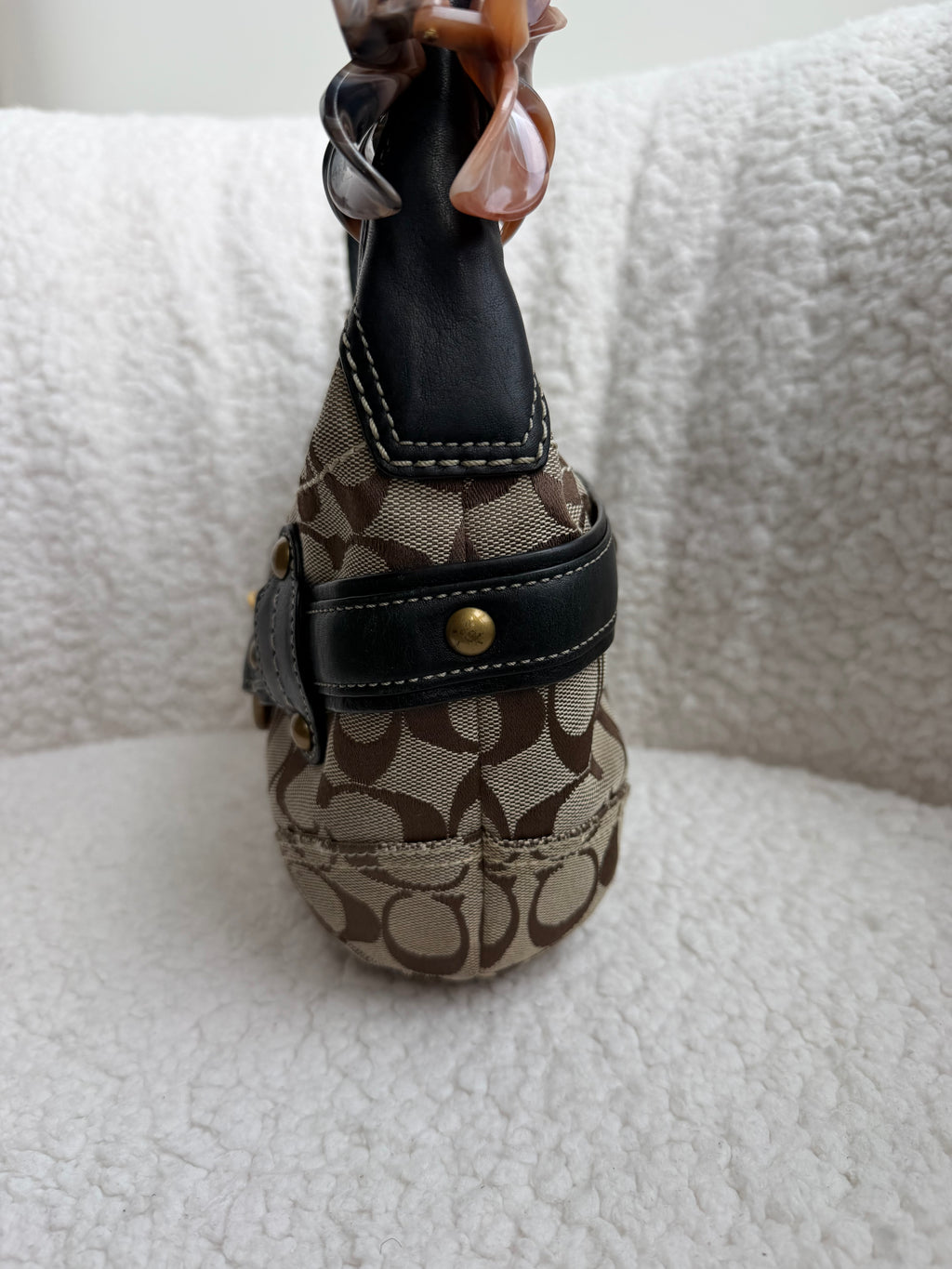 Coach Brown Signature Belted Ergo Small