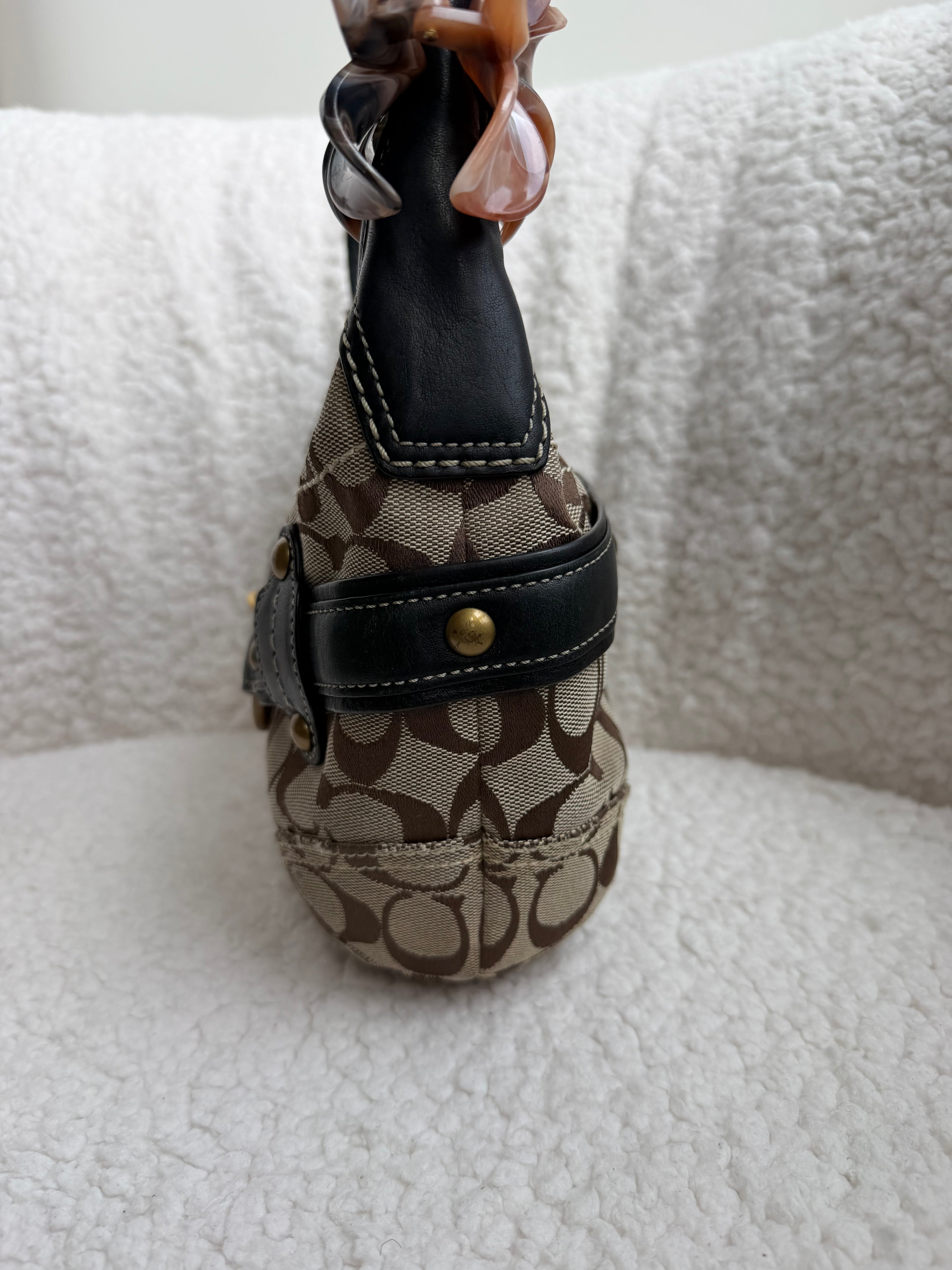 Coach Brown Signature Belted Ergo Small