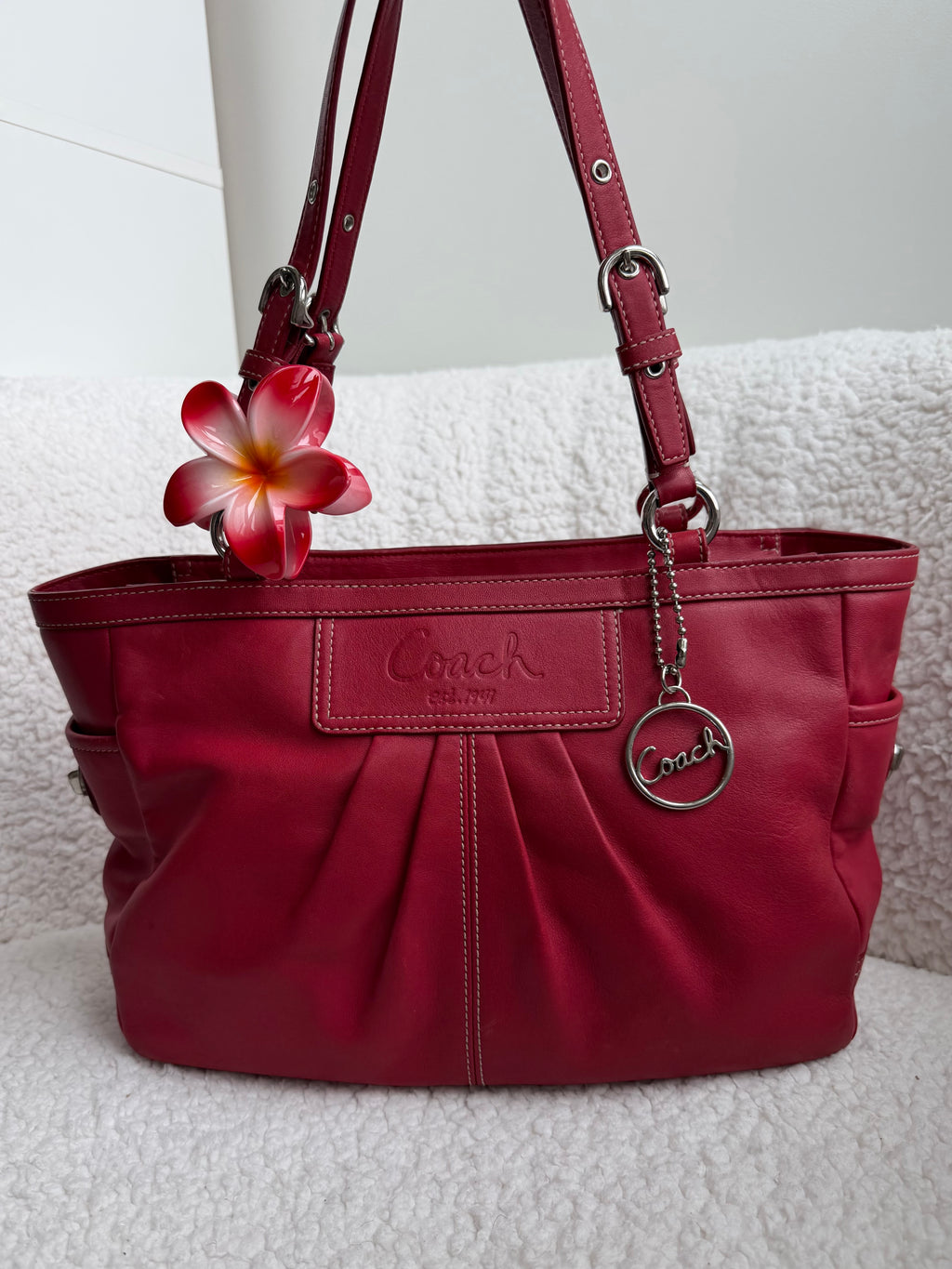 Coach Red Leather Tote