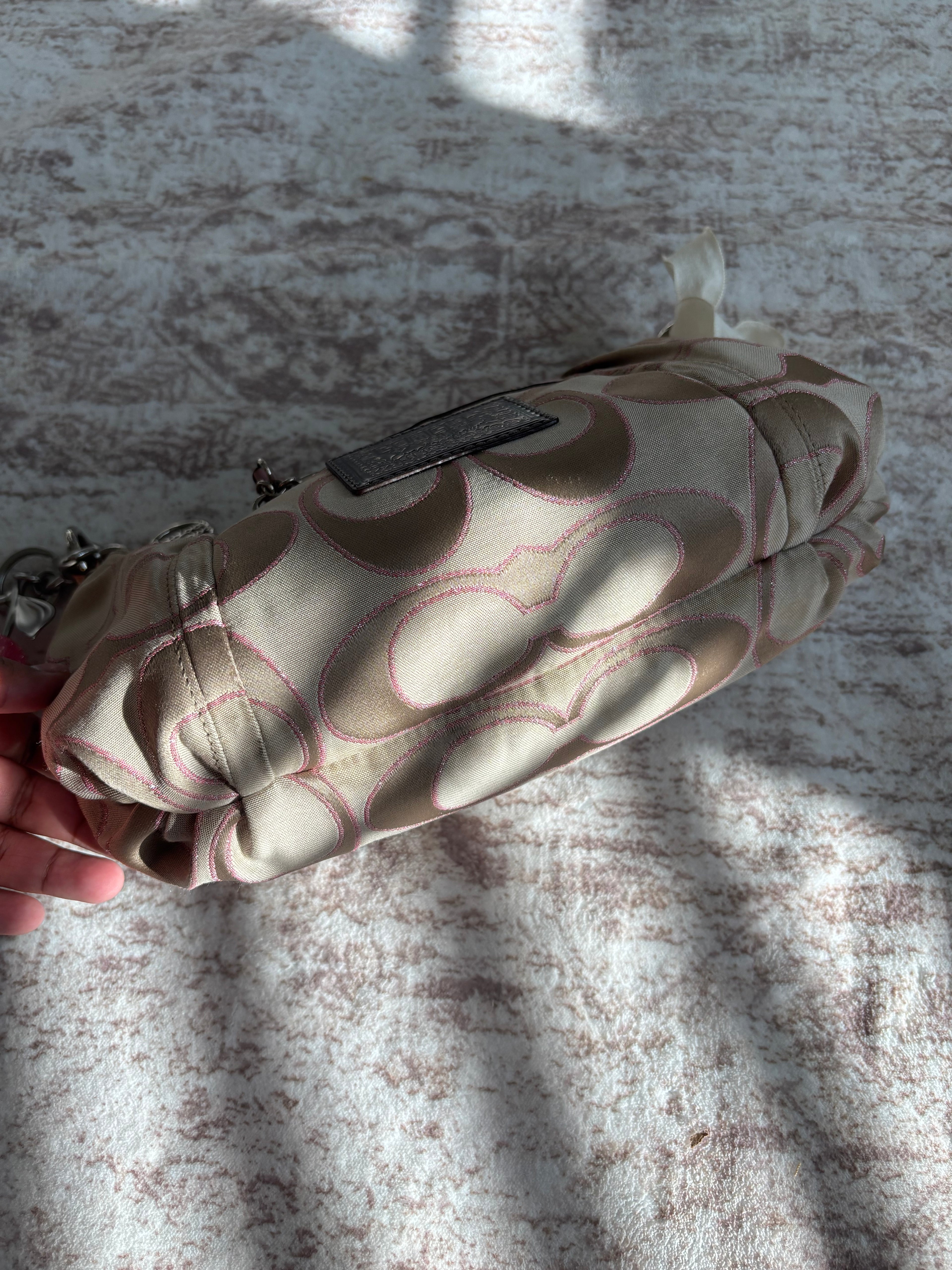 Coach Baby Pink and Brown Poppy Shoulder Bag