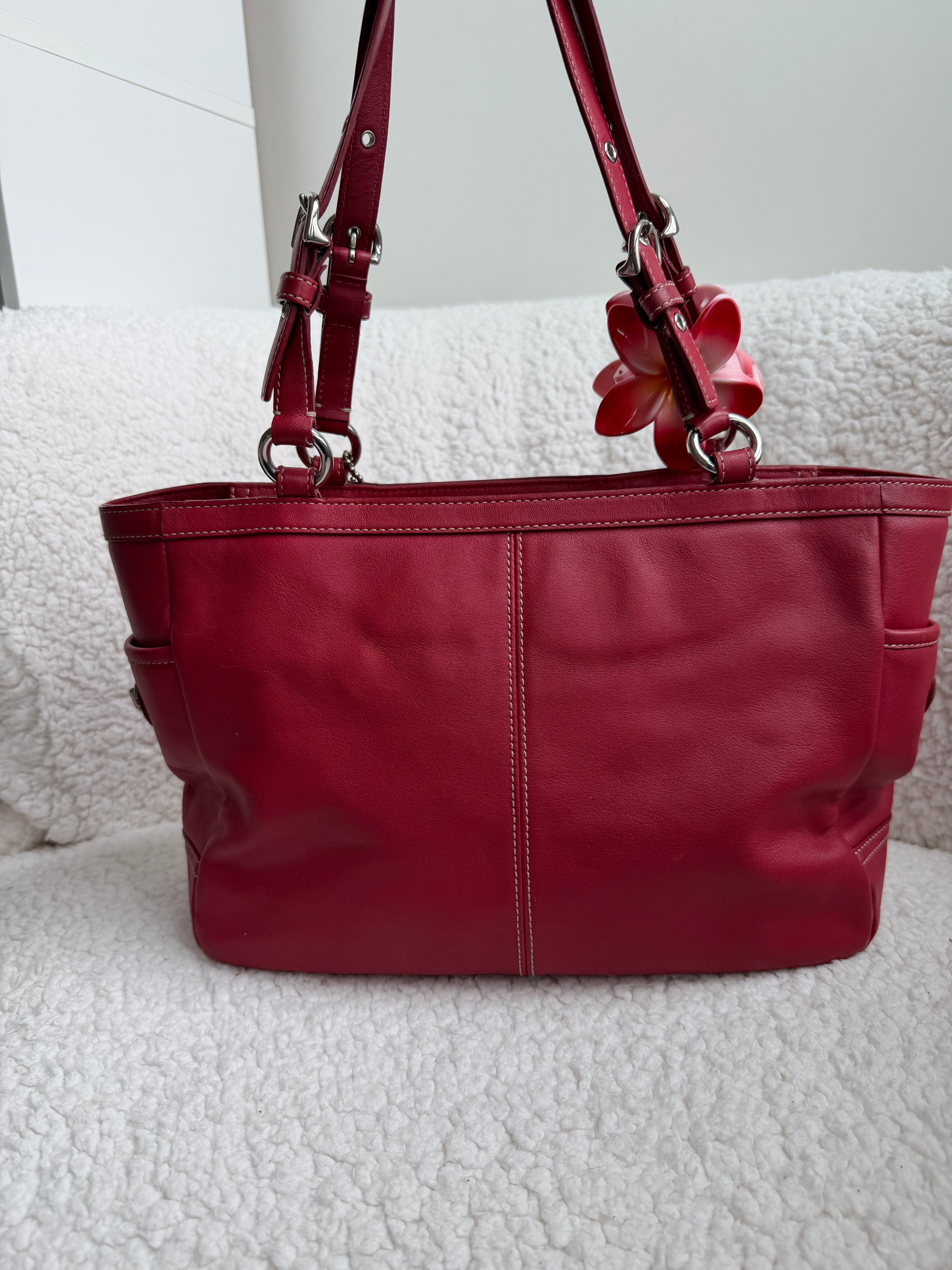 Coach Red Leather Tote