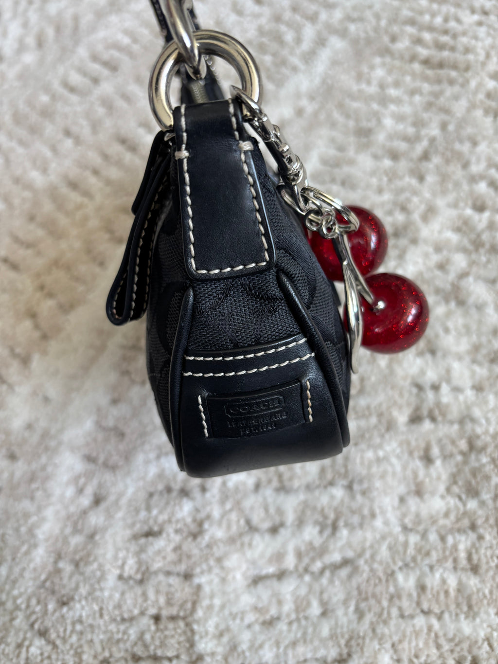 Coach Black Siganture Demi Buckle Bag