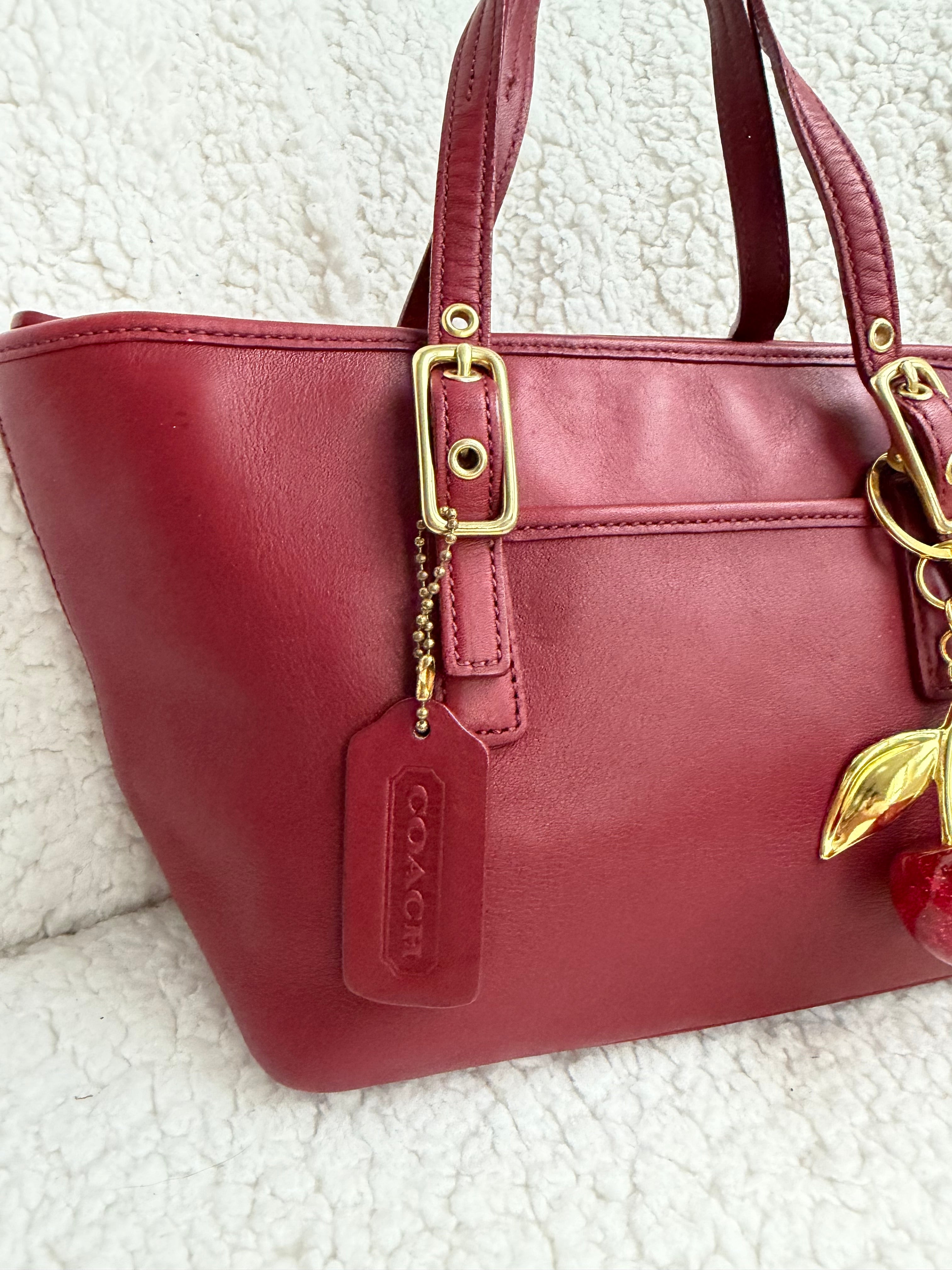 Coach Cherry Red Leather Mini Tote