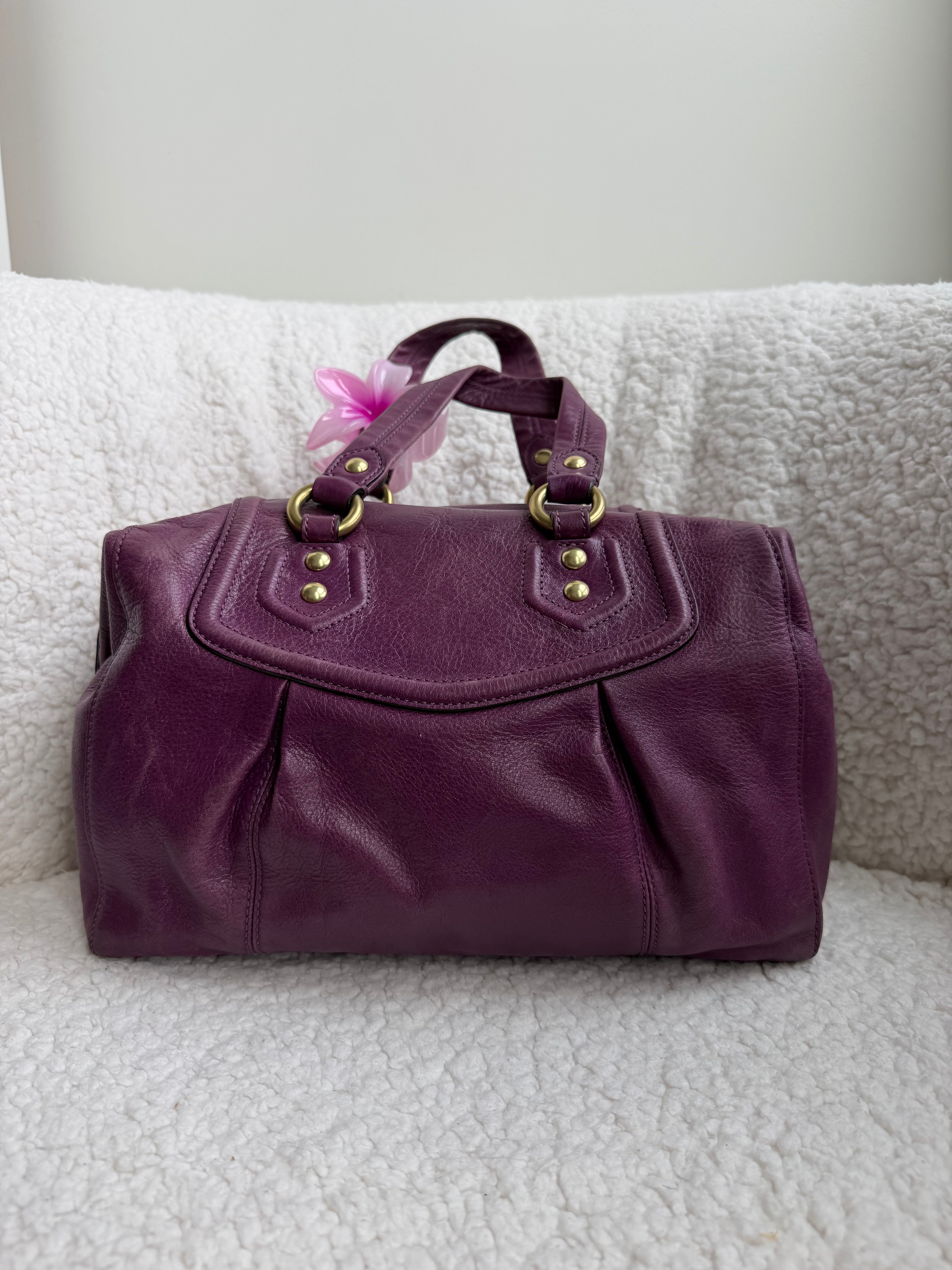 Coach Purple Ashley Leather Satchel