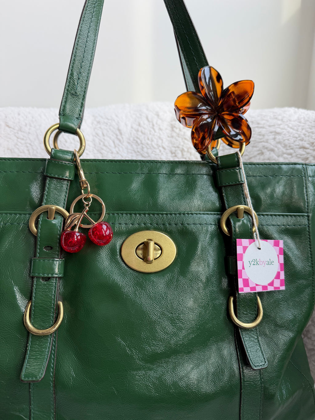 Coach Green Patent Leather Tote