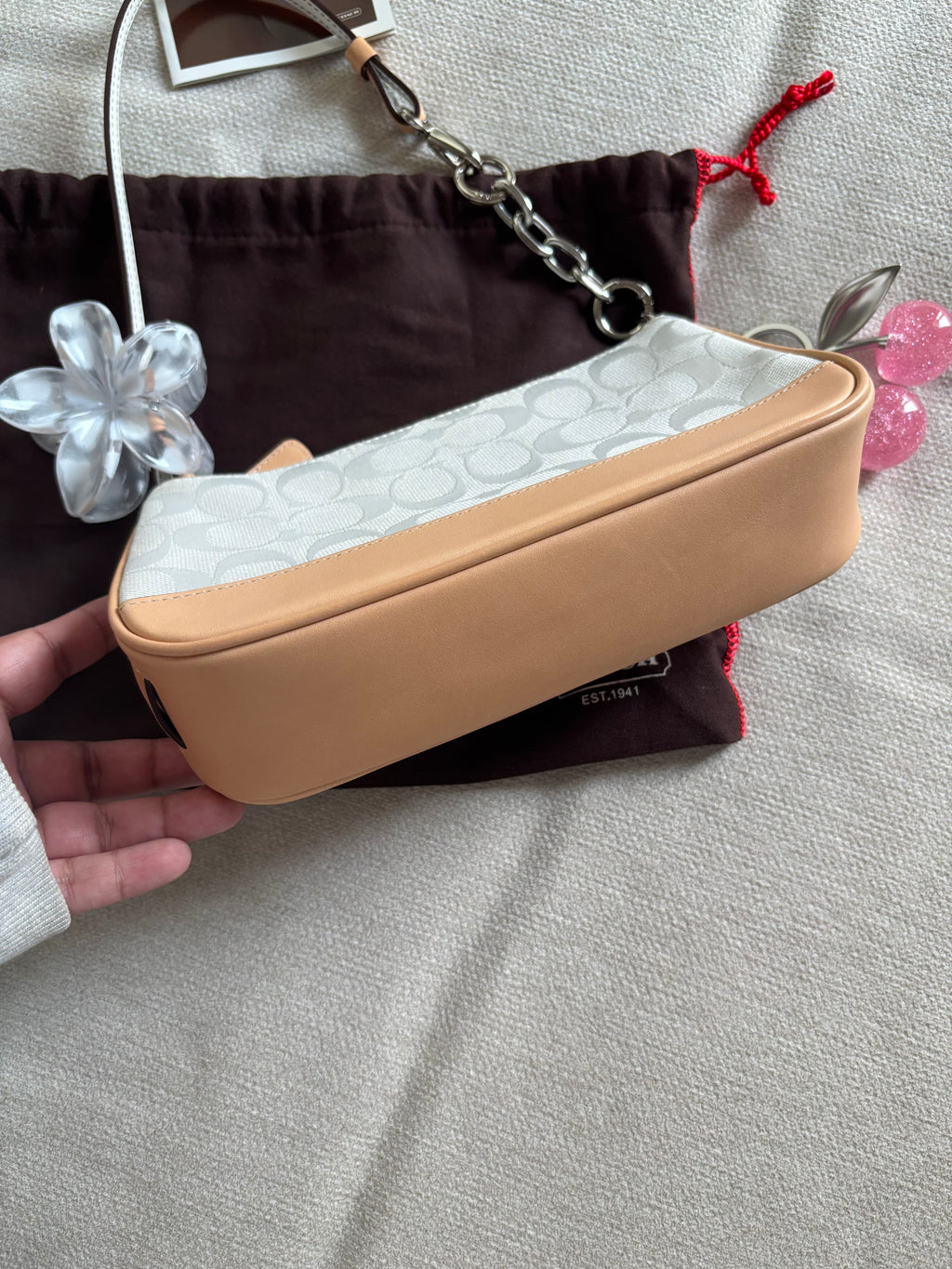 Coach Demi Bag White Signature Jacquard