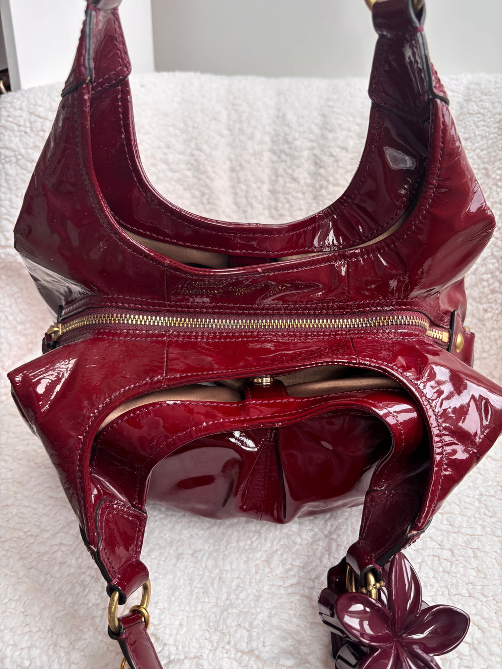Coach Maggie Cherry Red Patent Leather Shoulder Bag