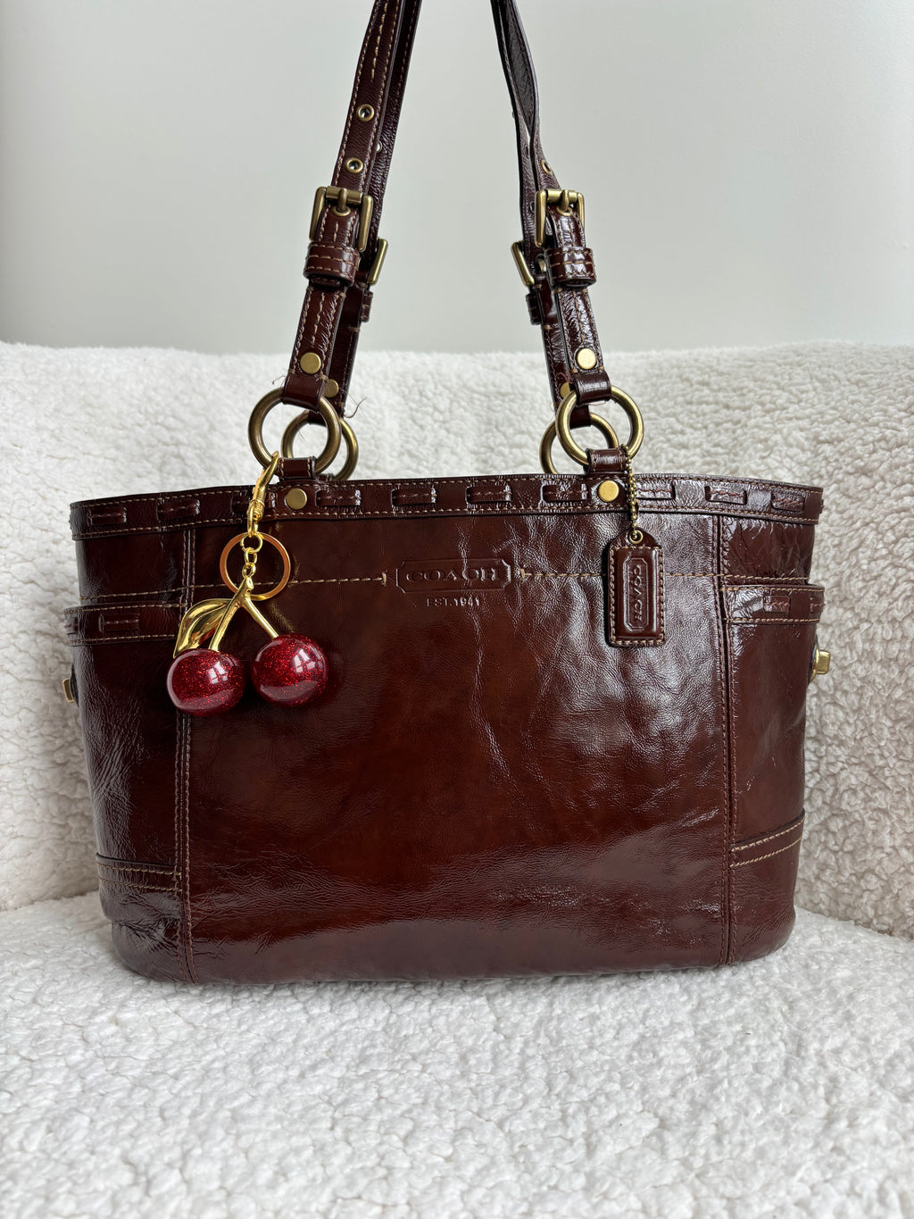 Coach Brown Patent Leather Tote