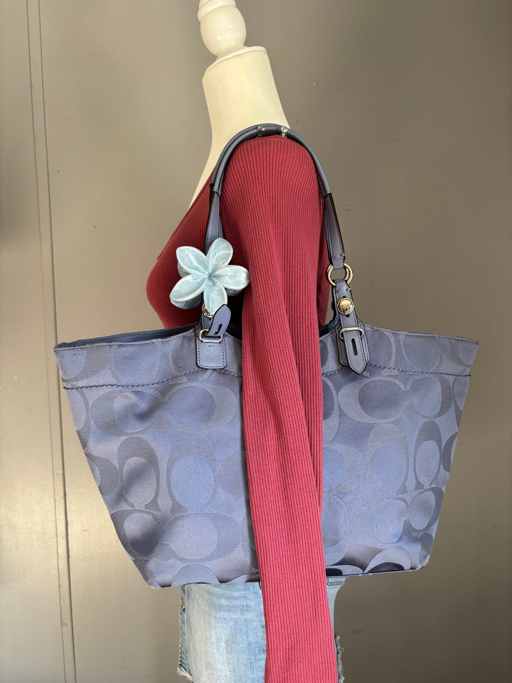 Y2K Coach Signature Blue Tote Bag