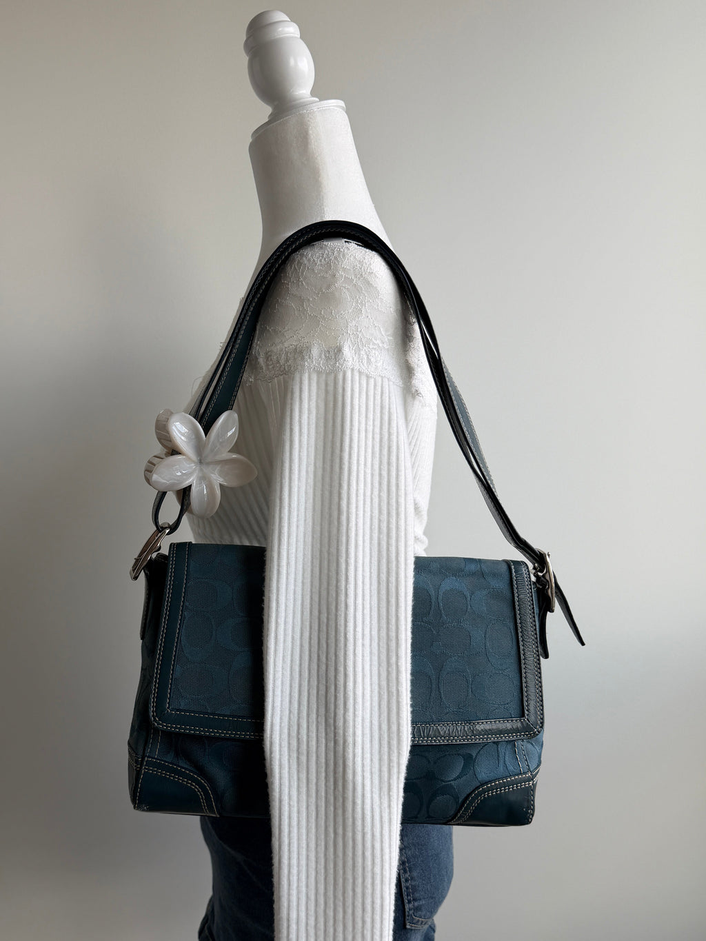 Y2K Coach Dark Blue Hampton Shoulder Bag