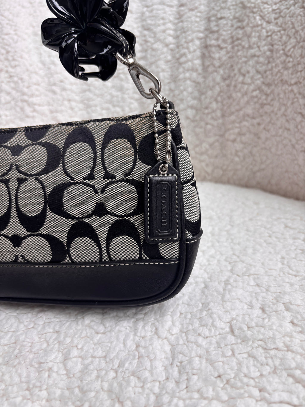 Coach Demi Bag Black and Grey Signature