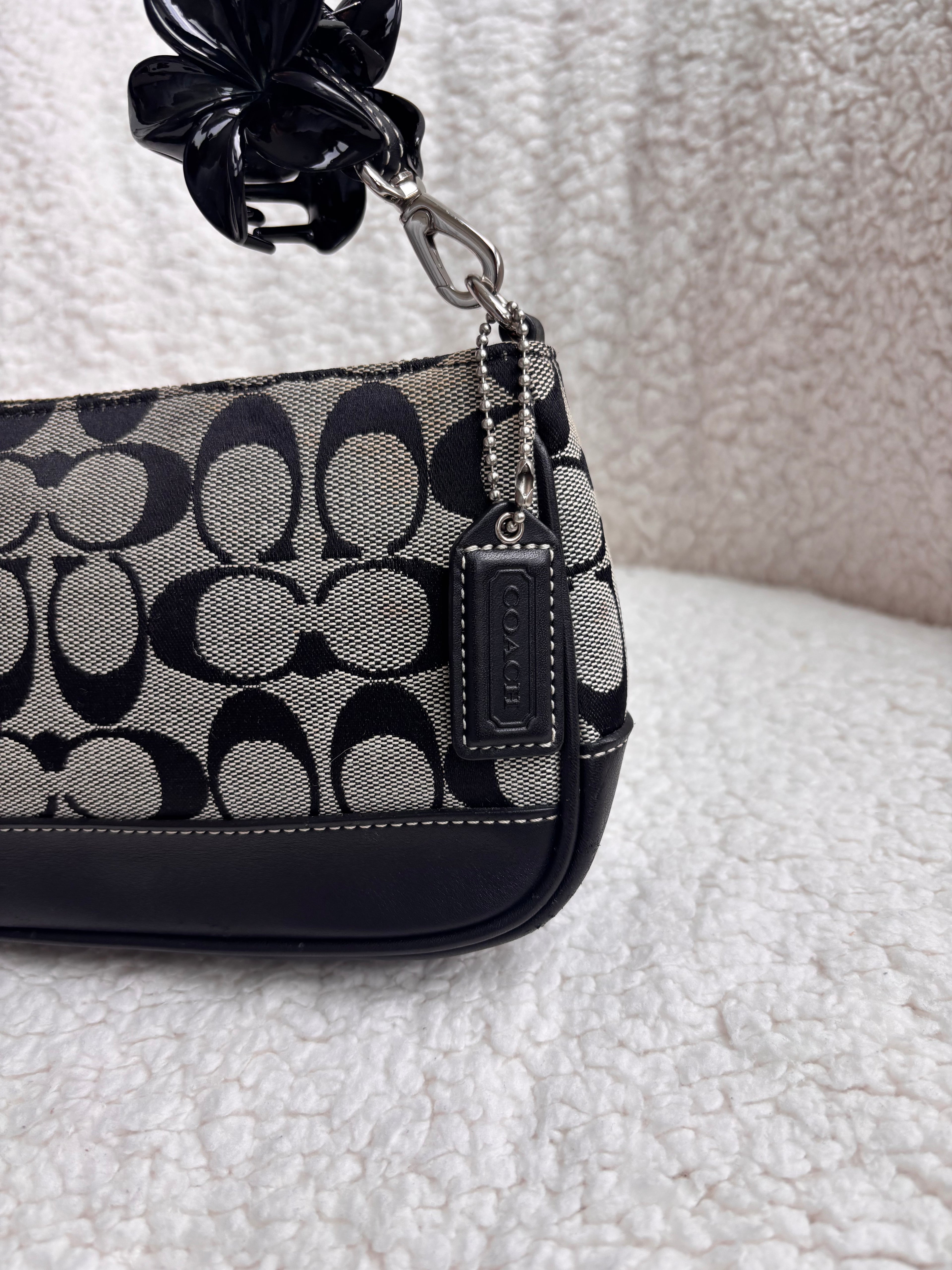 Coach Demi Bag Black and Grey Signature