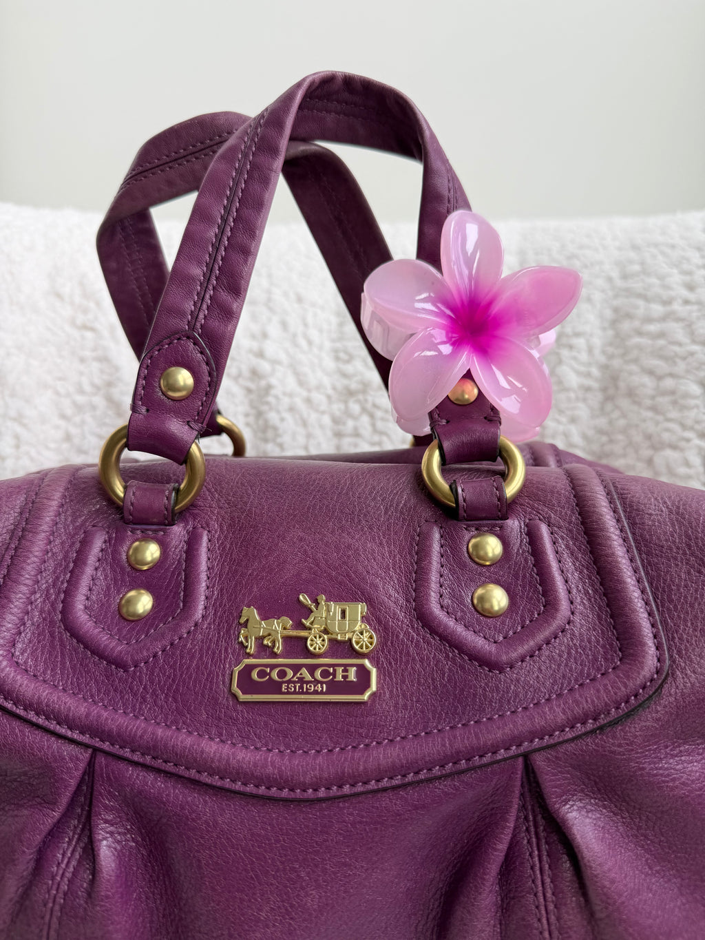 Coach Purple Ashley Leather Satchel