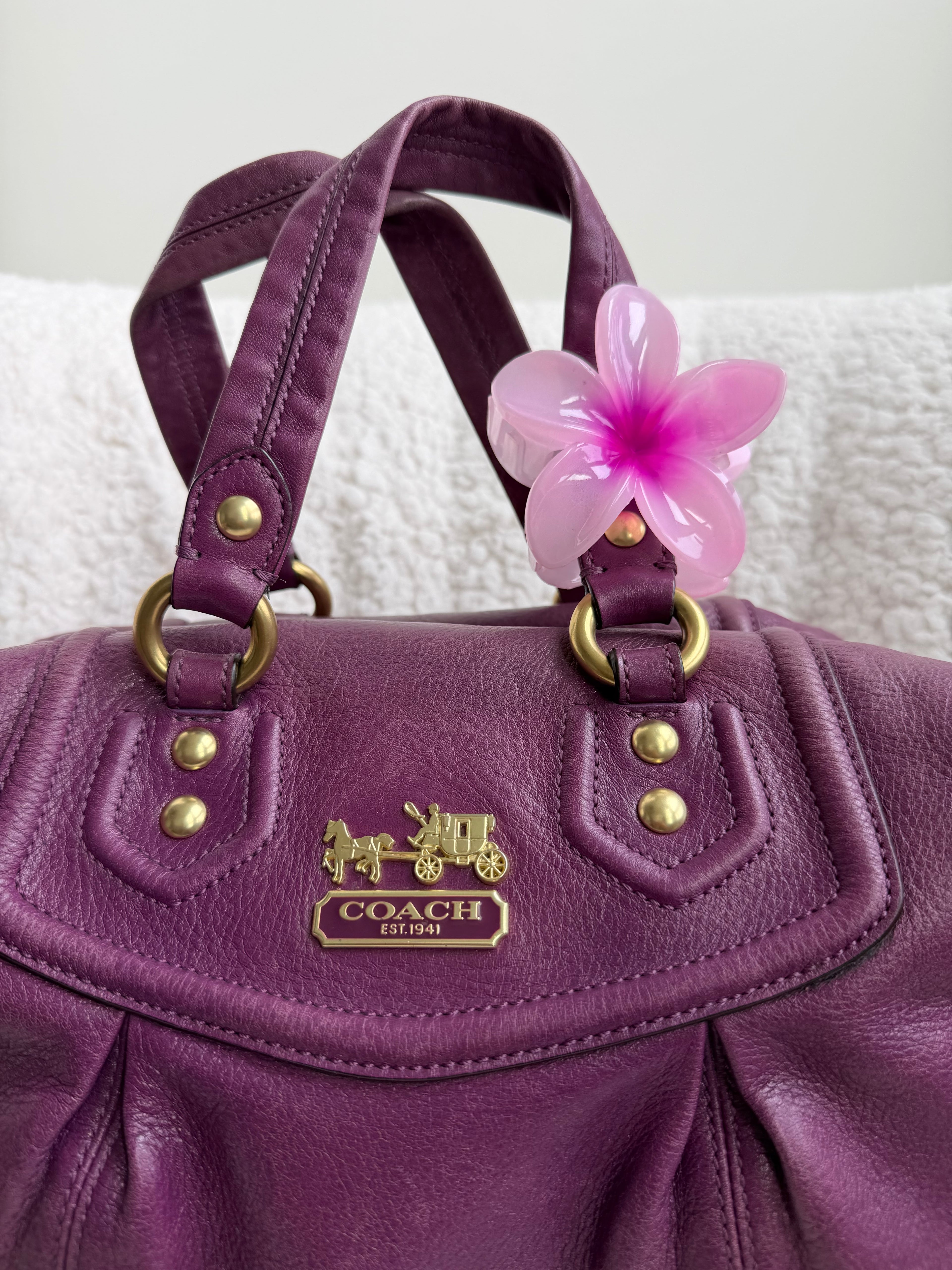 Coach Purple Ashley Leather Satchel