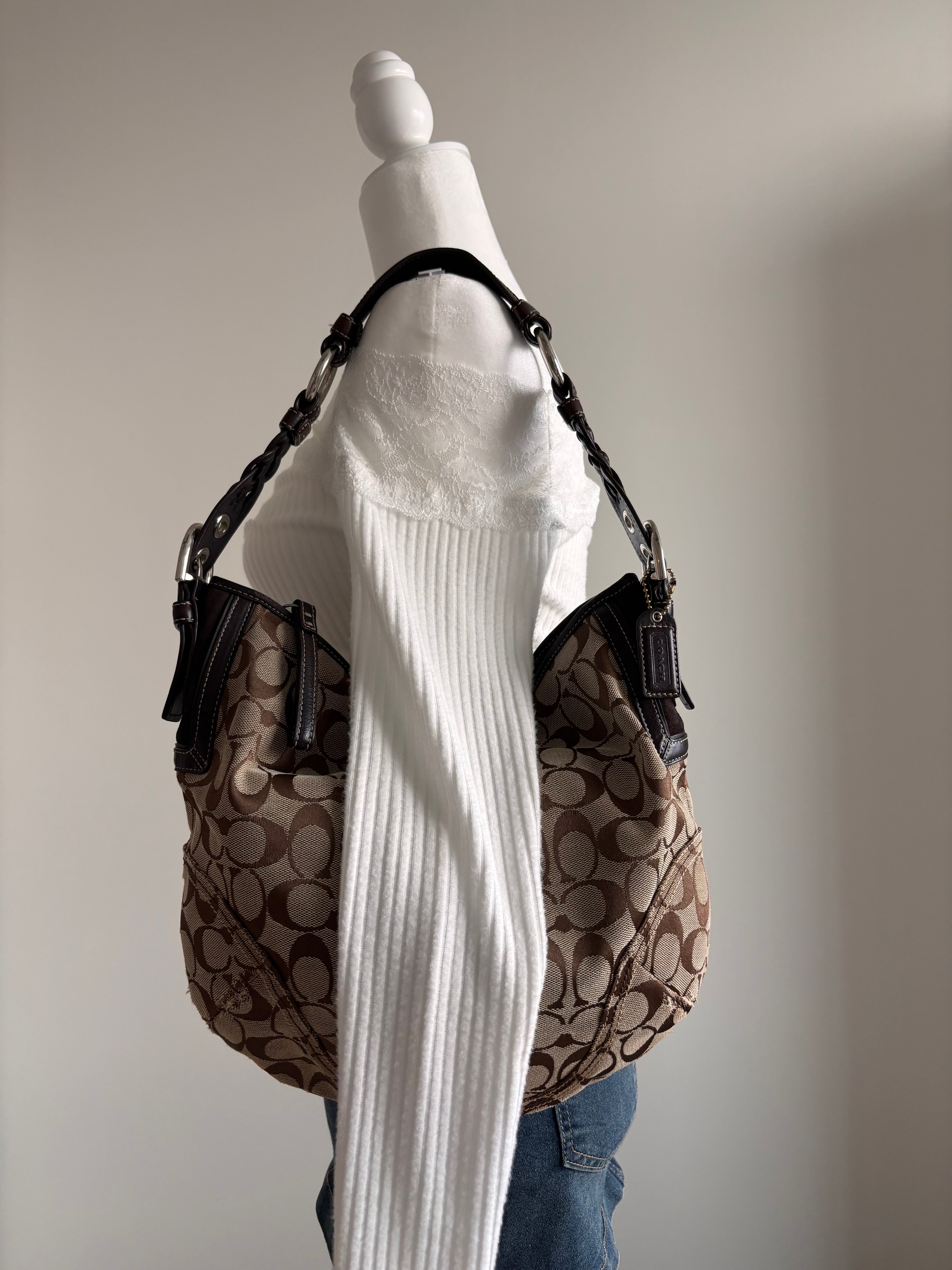 Coach Brown Signature Hobo Large