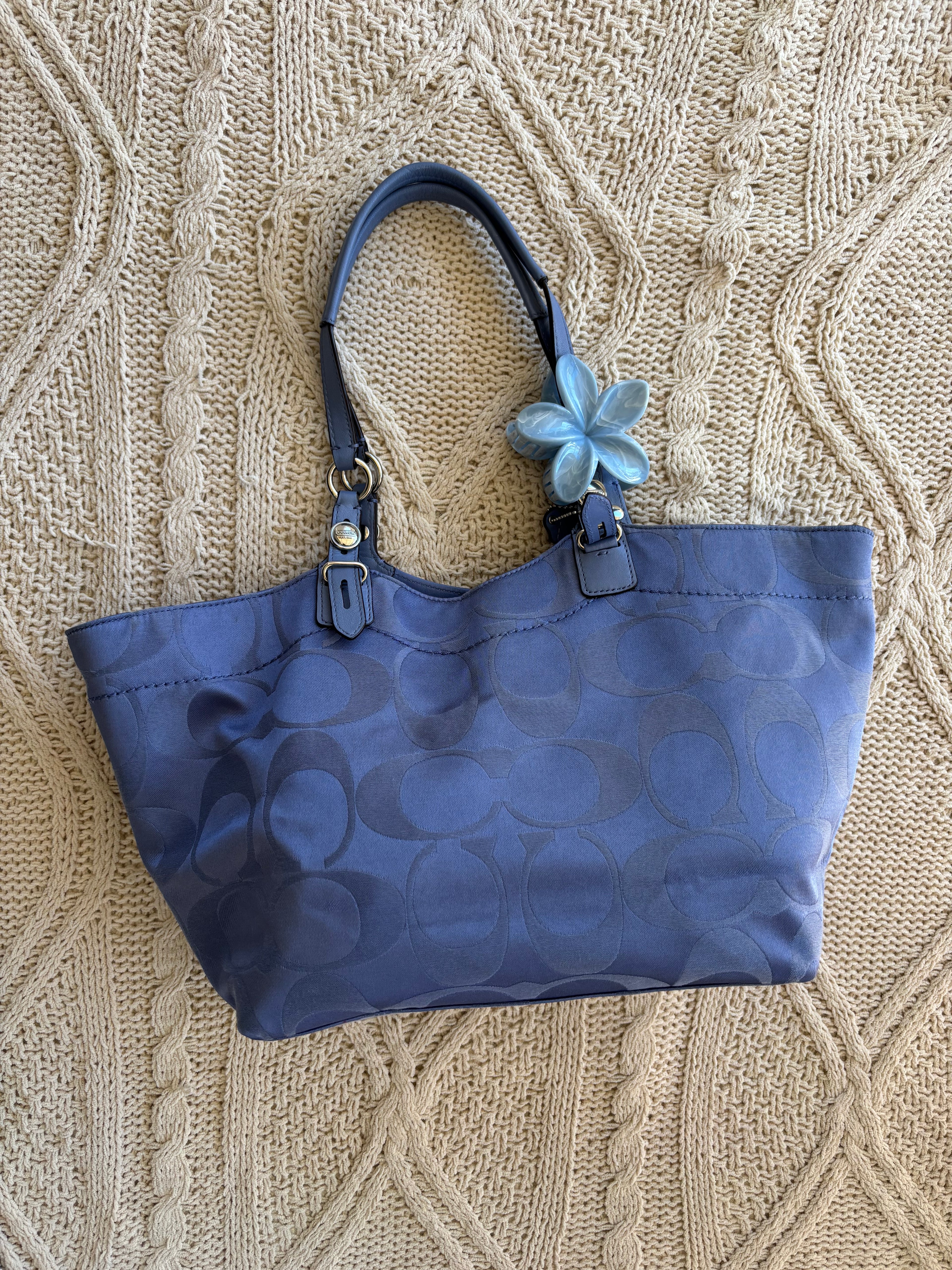 Y2K Coach Signature Blue Tote Bag