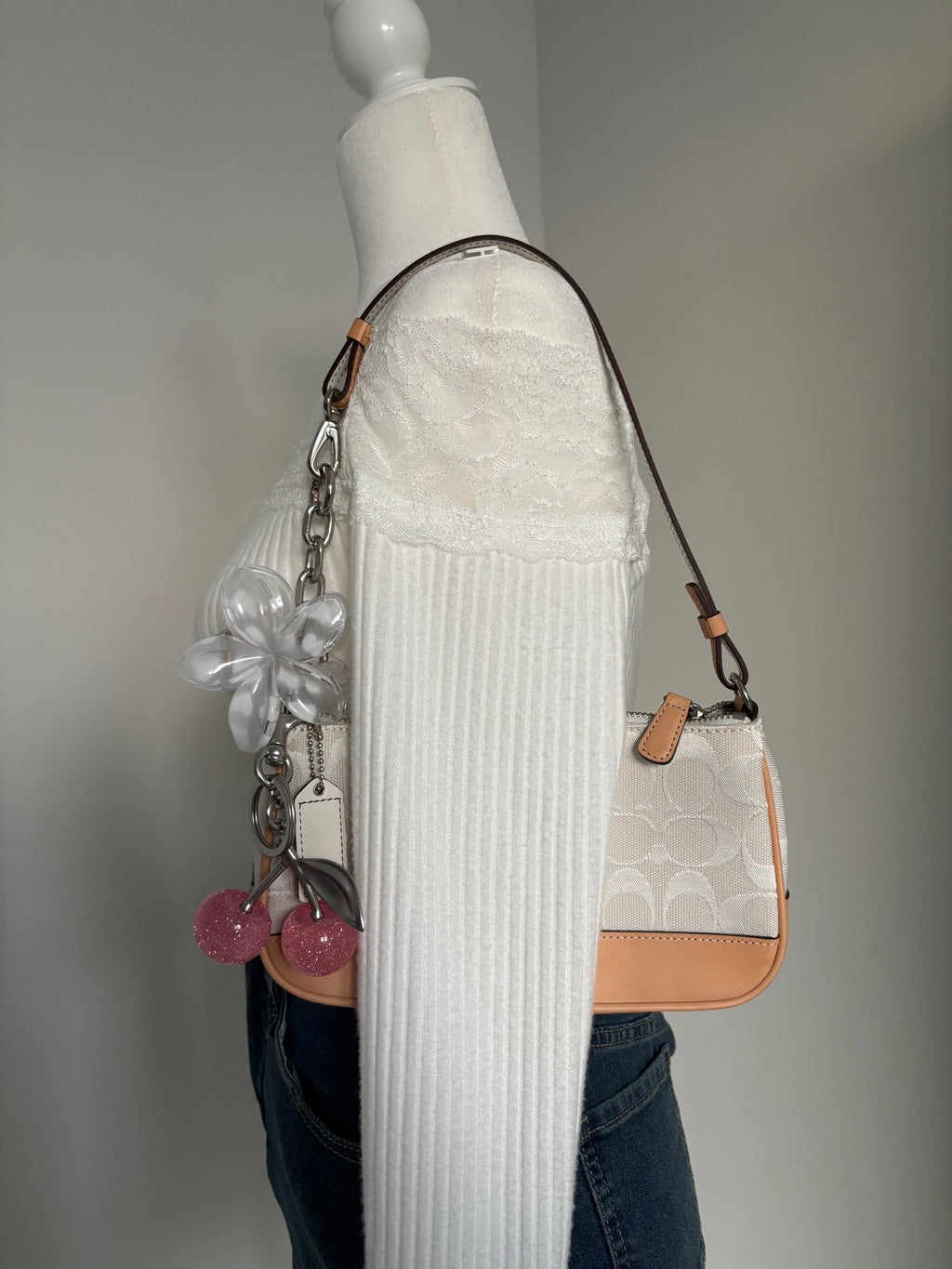 Coach Demi Bag White Signature Jacquard