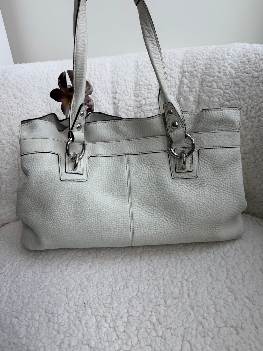 Coach Penelope White Pebbled Leather Shoulder Bag