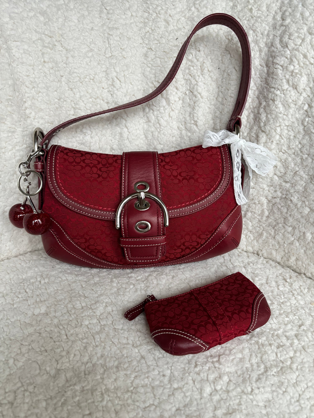 Y2K Coach Mini Soho Red Signature + Matching coin purse